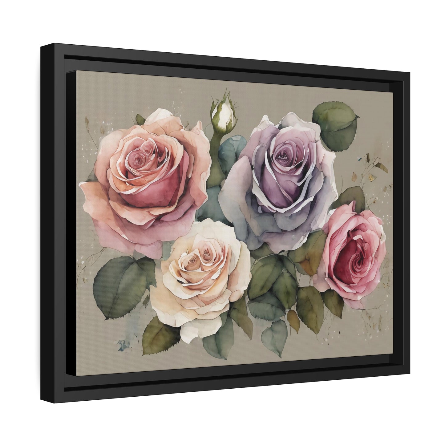 Roses Matte Canvas, Black Frame