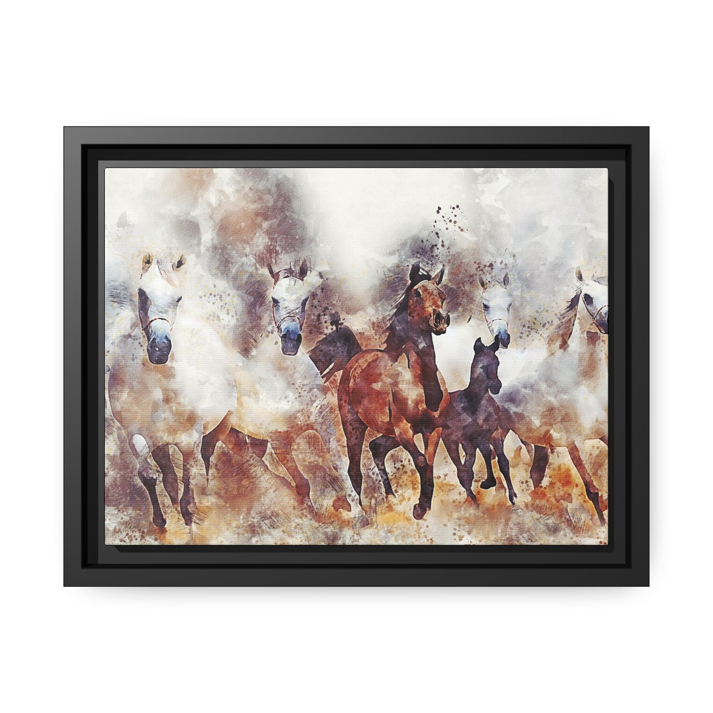 Horses Matte Canvas, Black Frame