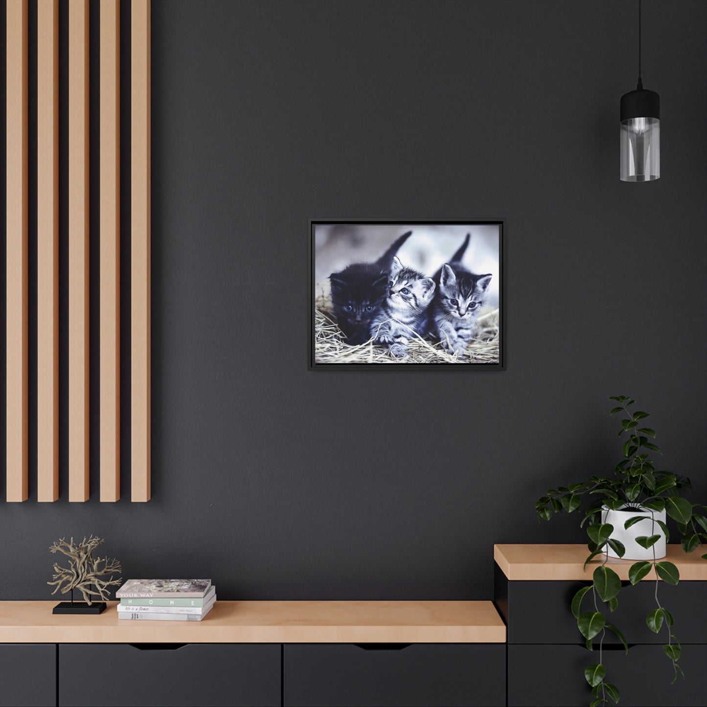 Kitten Matte Canvas, Black Frame