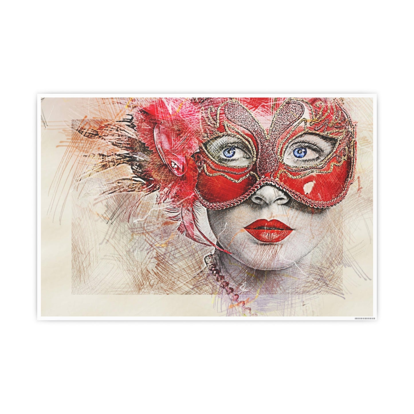 Woman Mask Carnival Photo Art Paper Posters