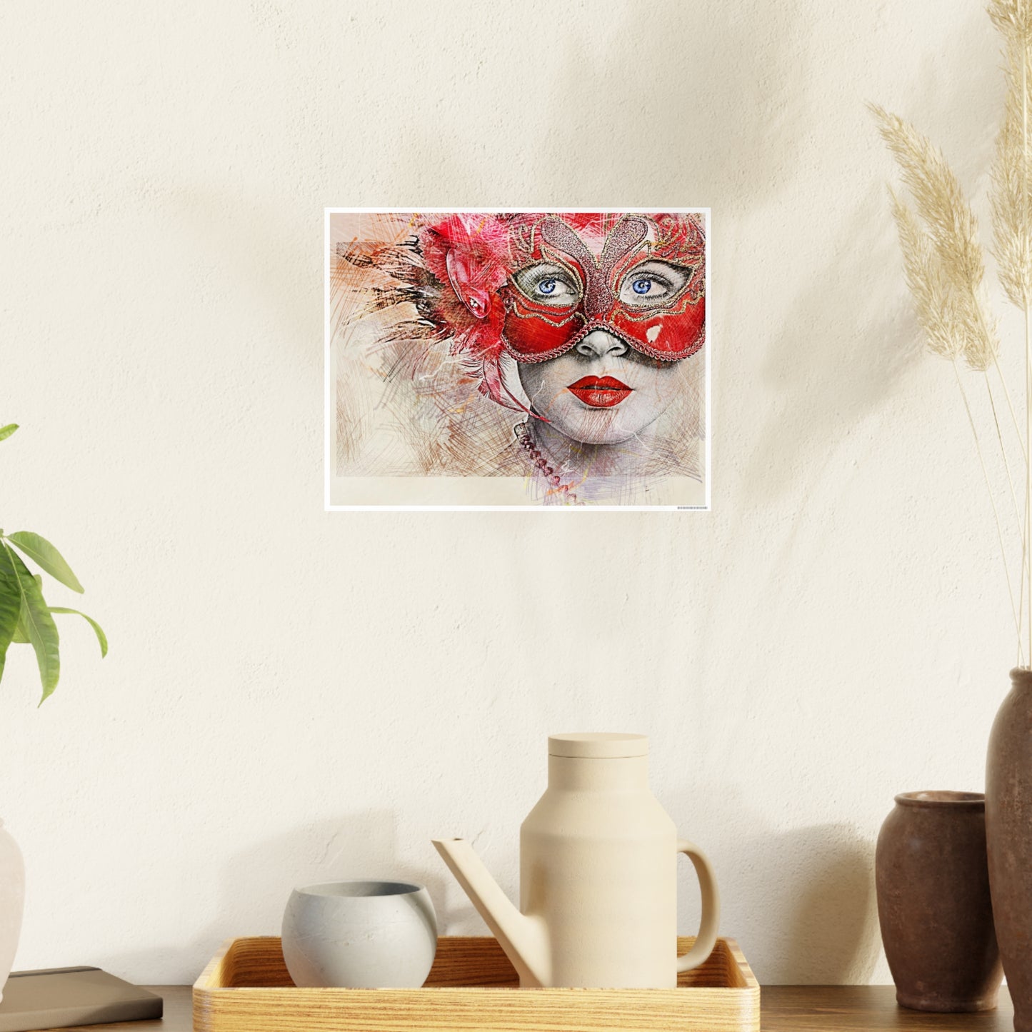 Woman Mask Carnival Photo Art Paper Posters