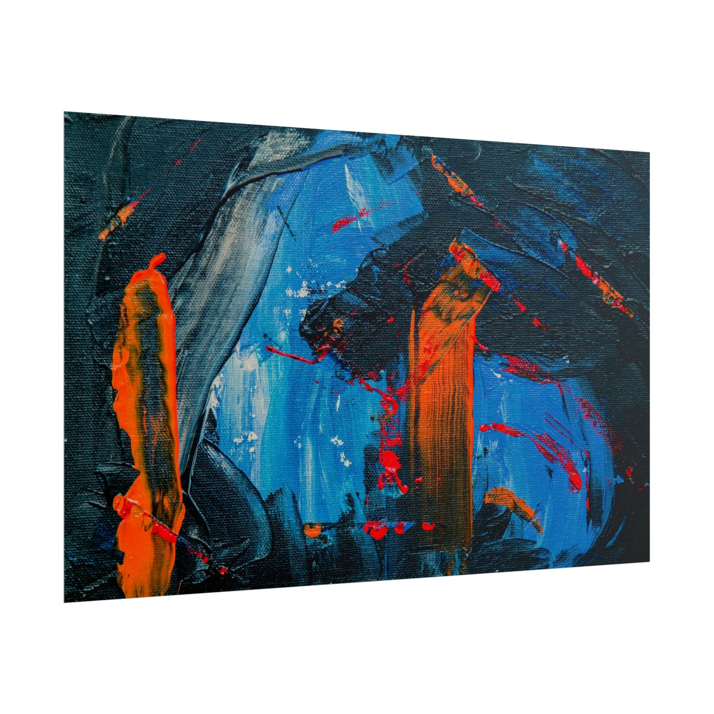 Red and blue splash Rolled Posters