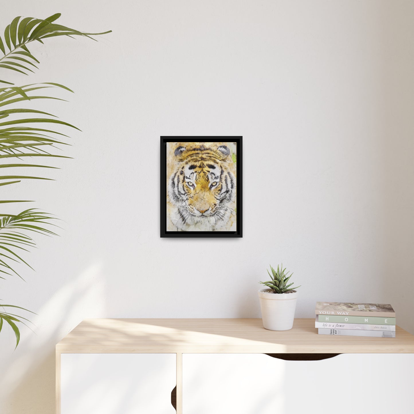 Tiger Matte Canvas, Black Frame