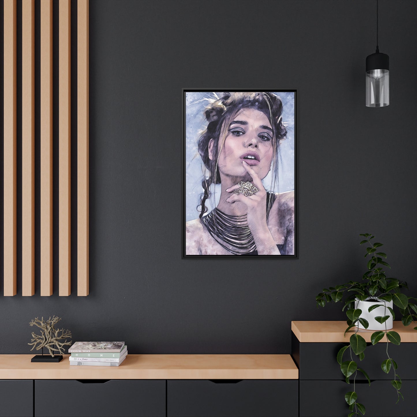 Woman Matte Canvas, Black Frame