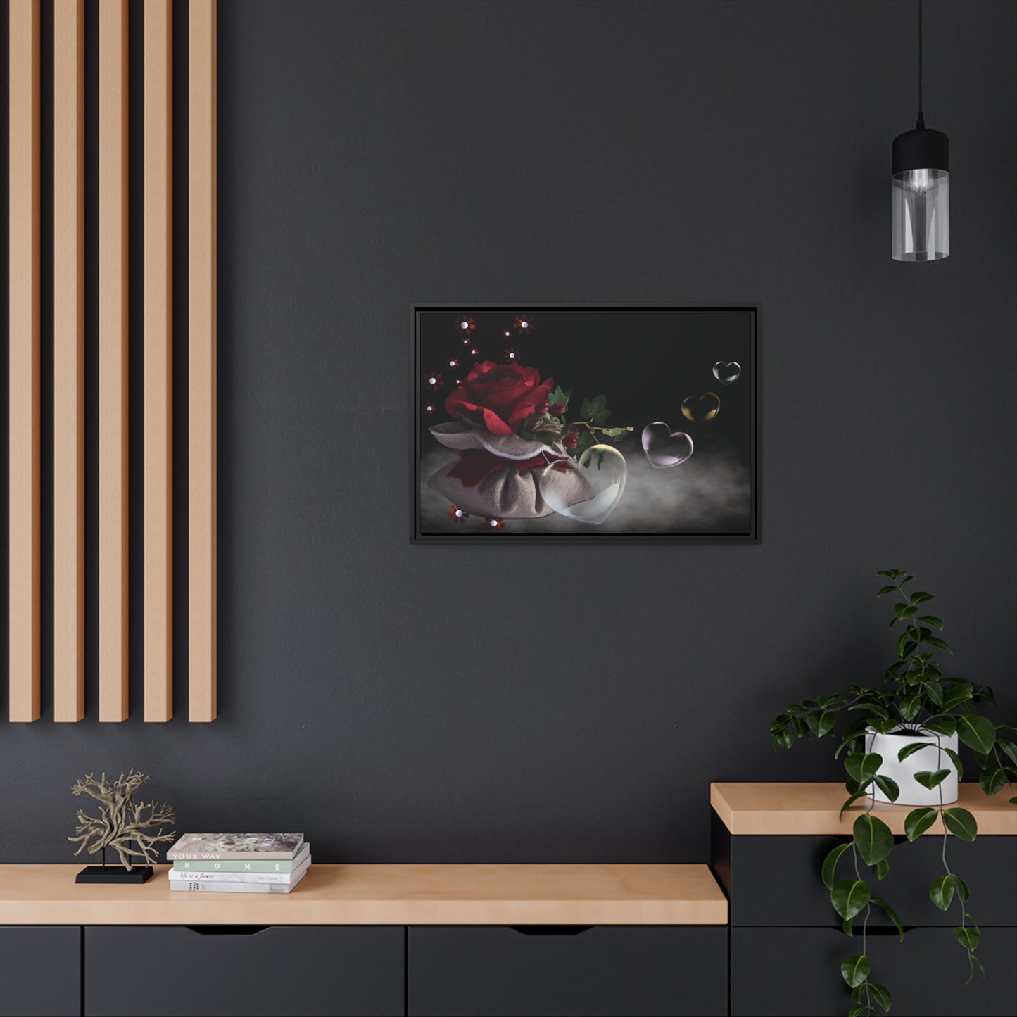 Rose Matte Canvas, Black Frame