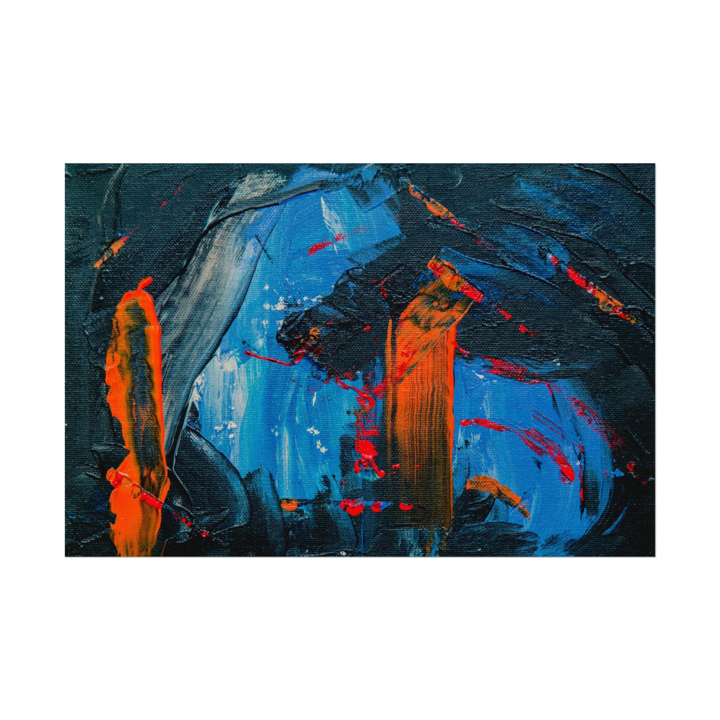 Red and blue splash Rolled Posters