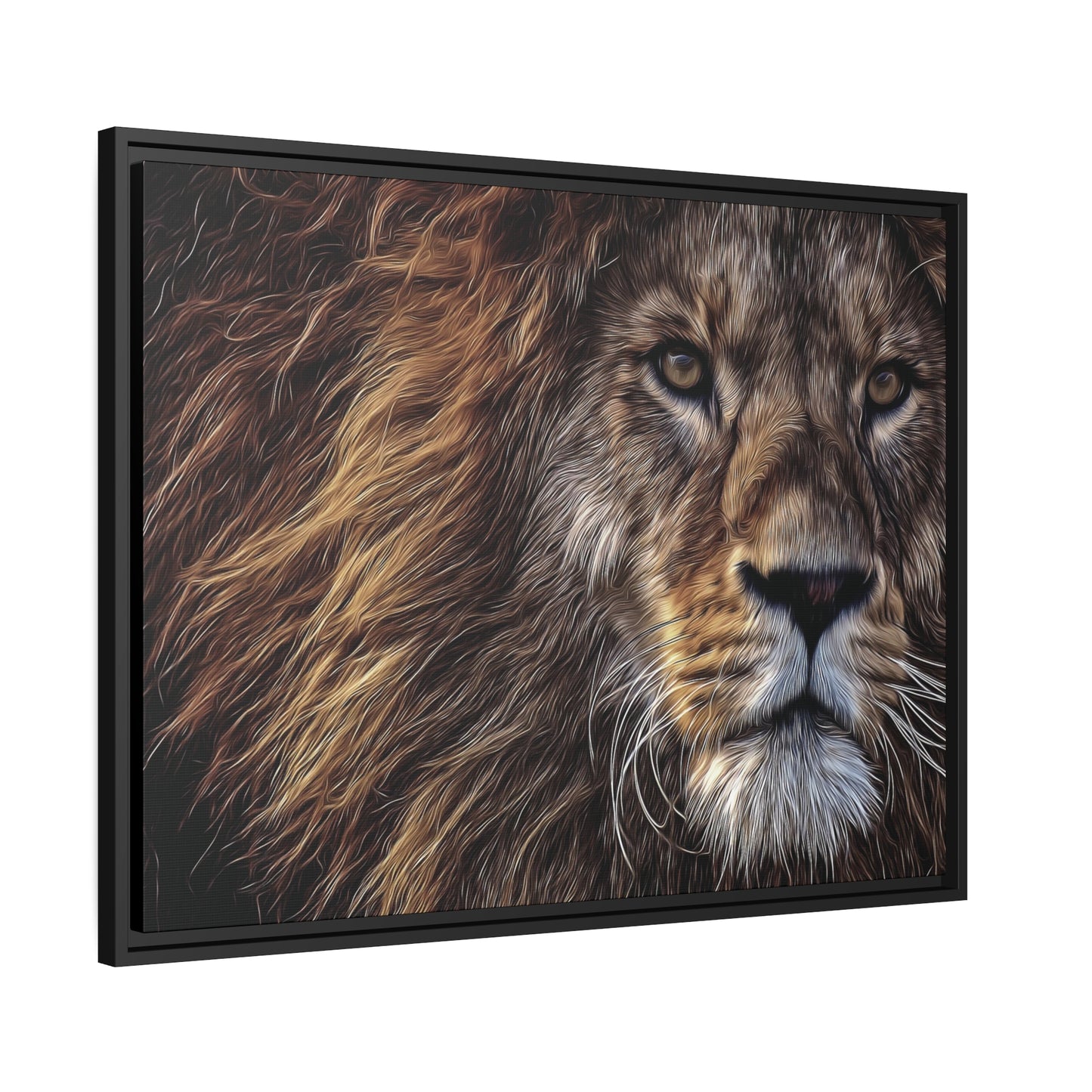 Lion Matte Canvas, Black Frame