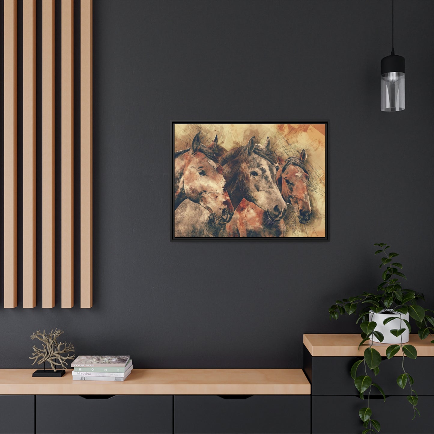 Horses Matte Canvas, Black Frame