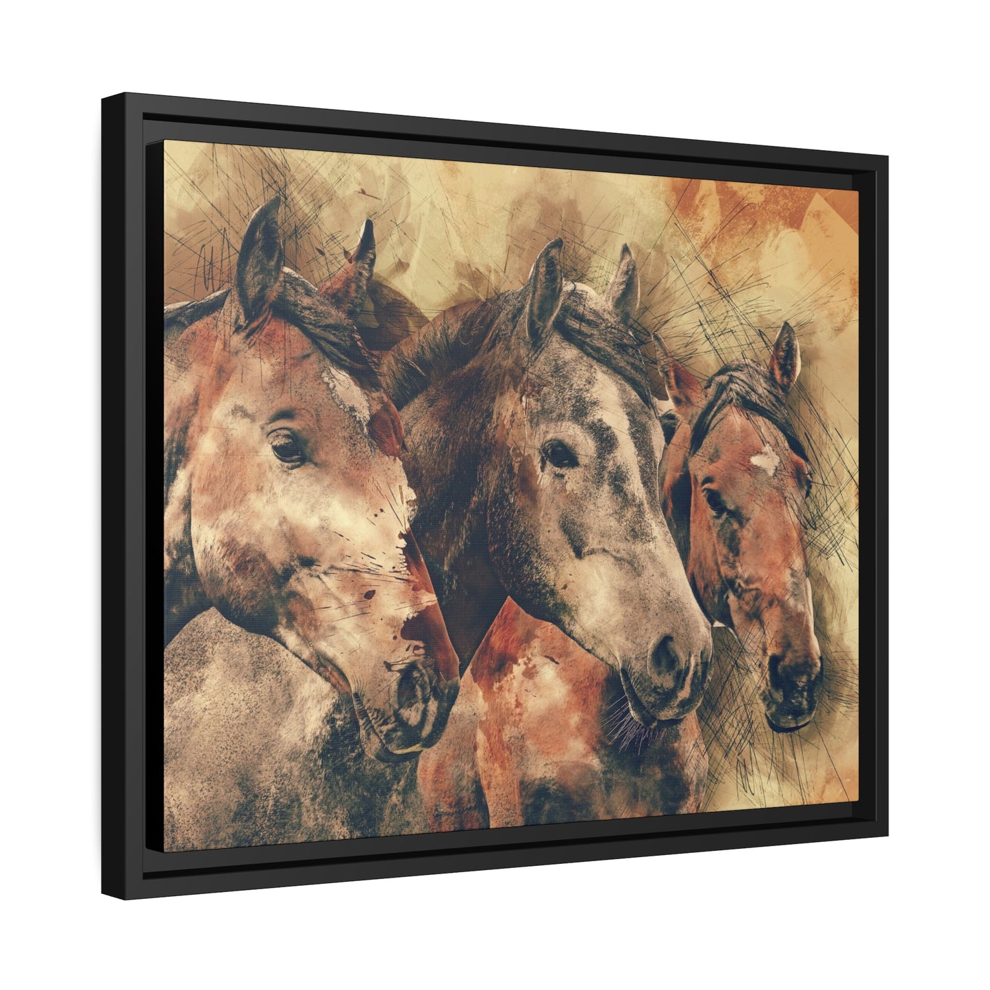 Horses Matte Canvas, Black Frame