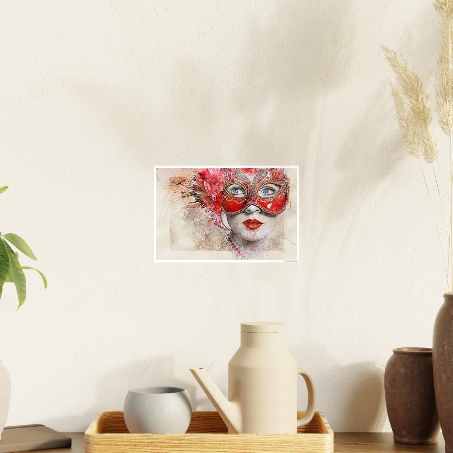 Woman Mask Carnival Photo Art Paper Posters