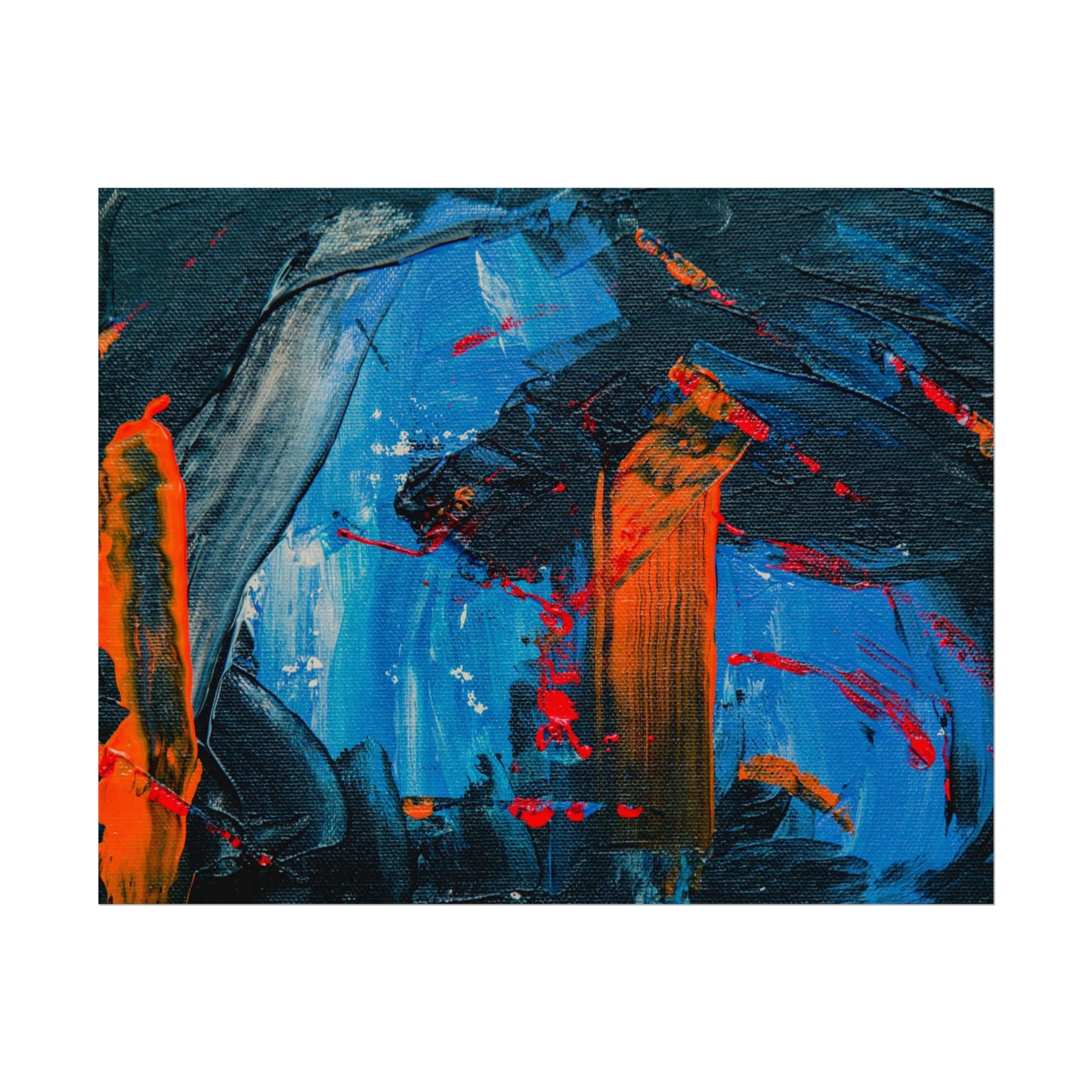 Red and blue splash Rolled Posters