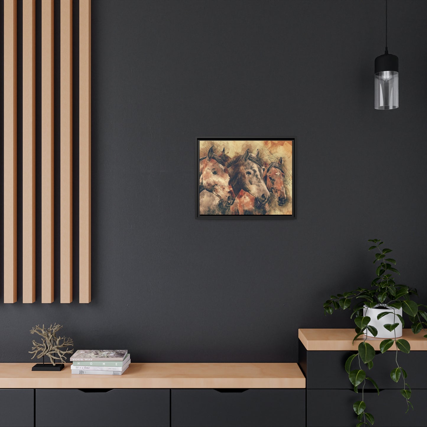 Horses Matte Canvas, Black Frame