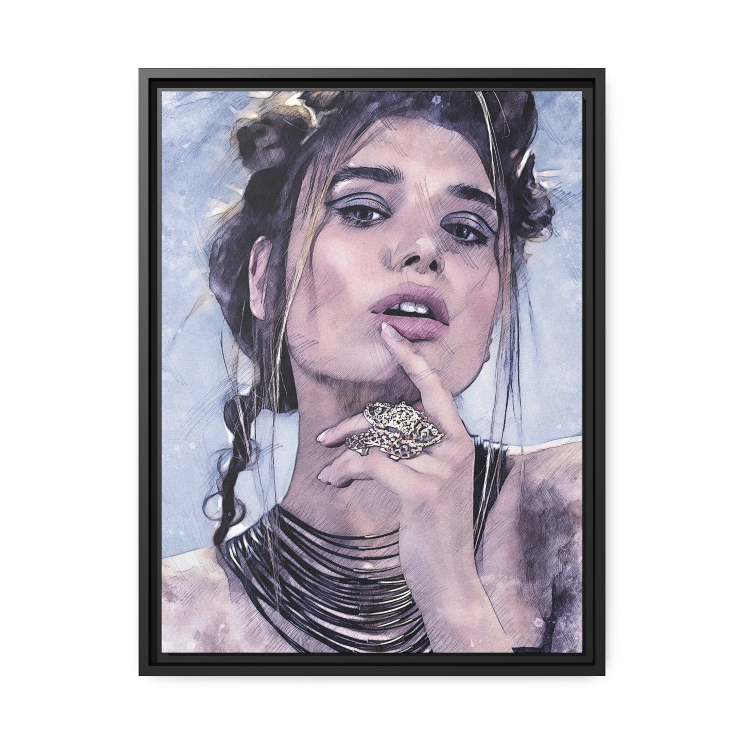 Woman Matte Canvas, Black Frame