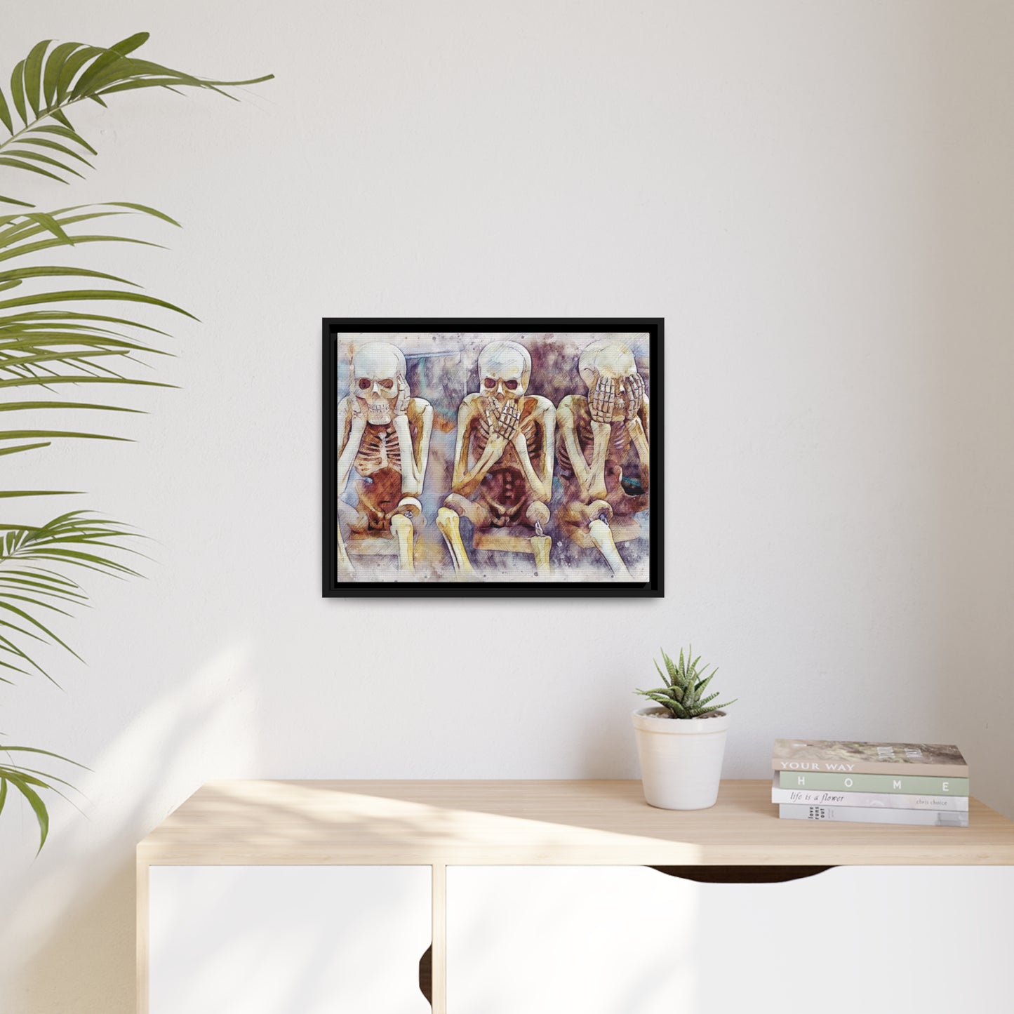 Skeletons Matte Canvas, Black Frame