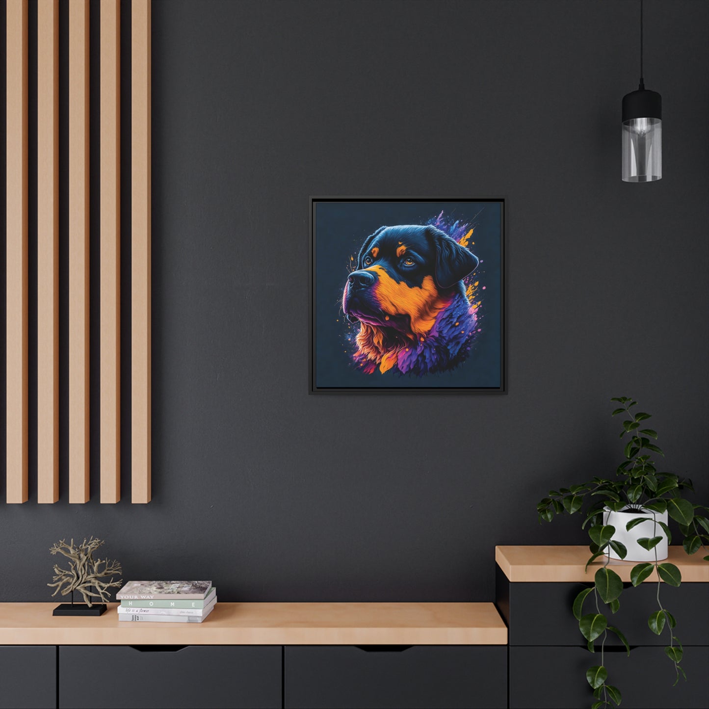 Rottweiler Matte Canvas, Black Frame