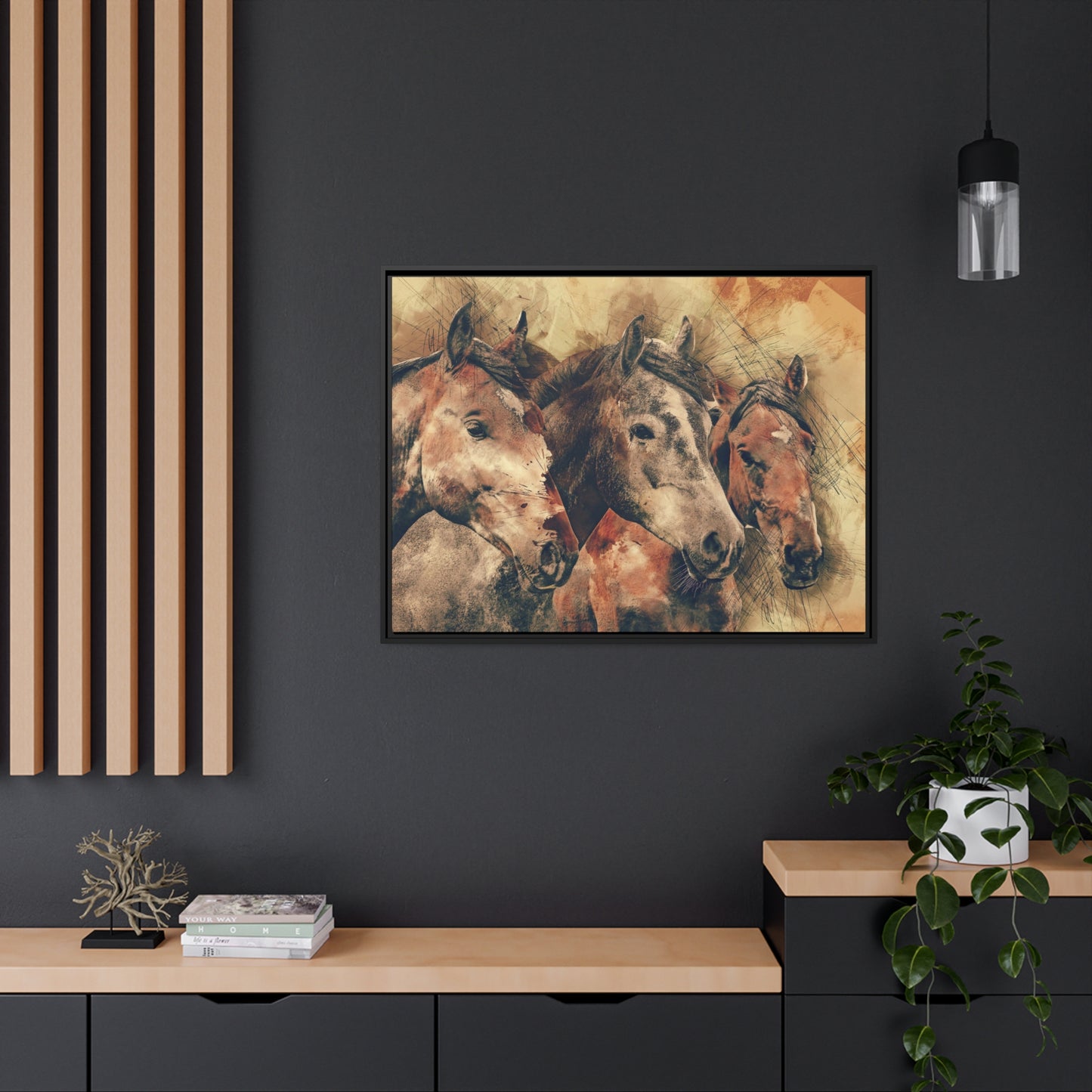 Horses Matte Canvas, Black Frame