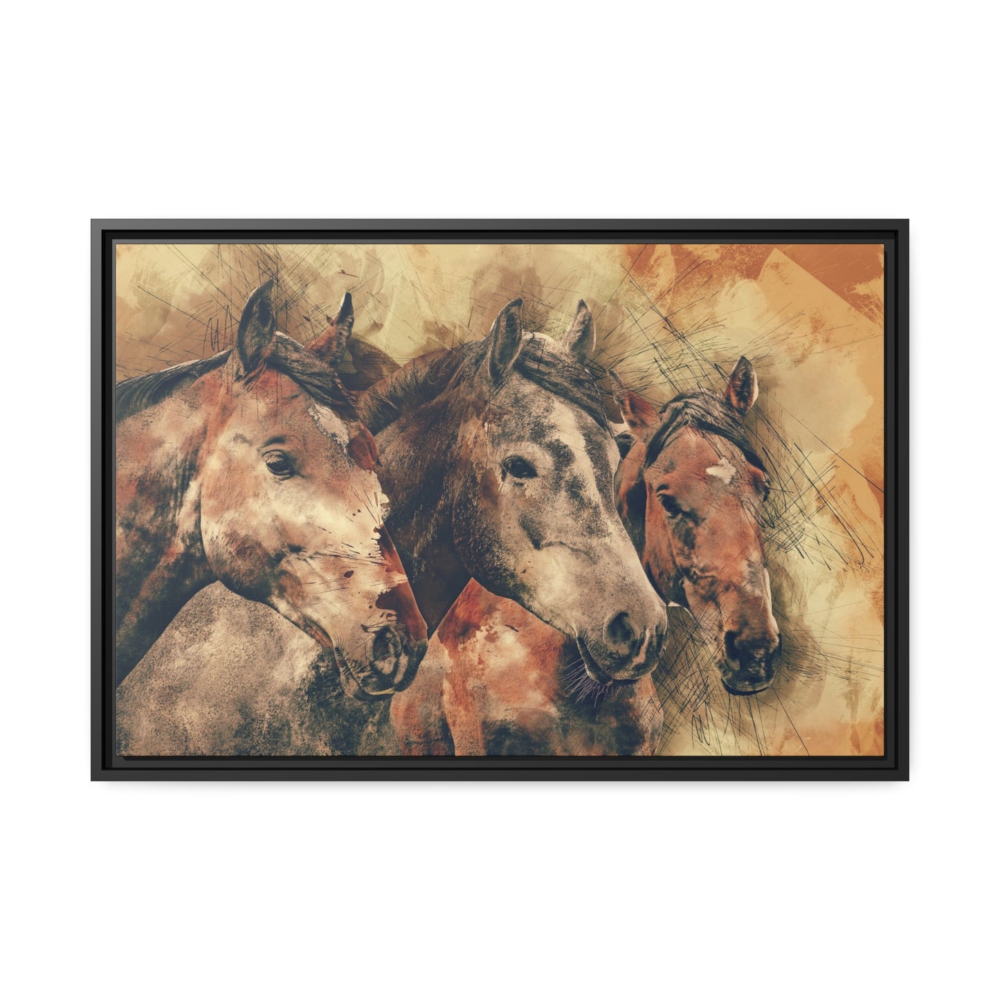 Horses Matte Canvas, Black Frame