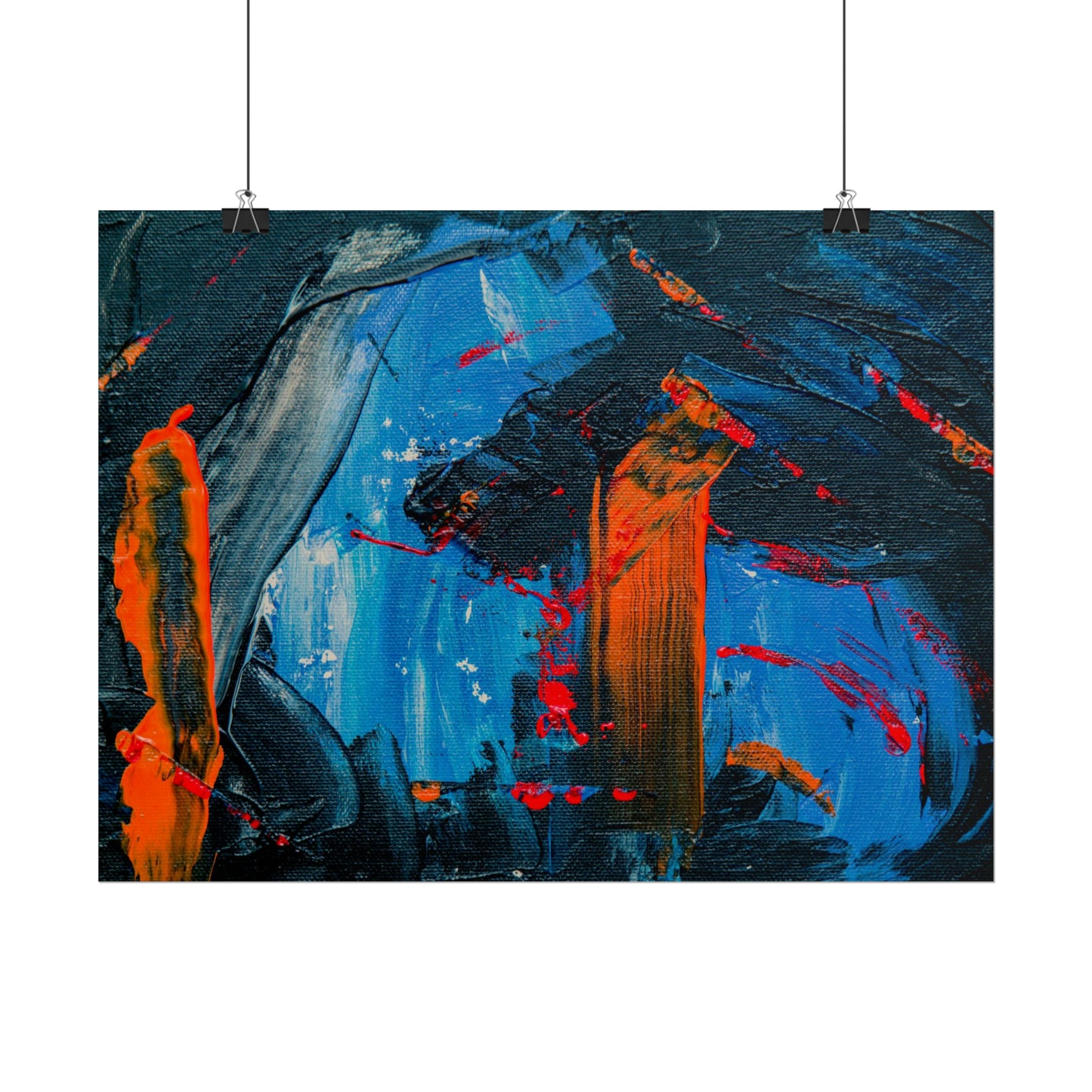 Red and blue splash Rolled Posters