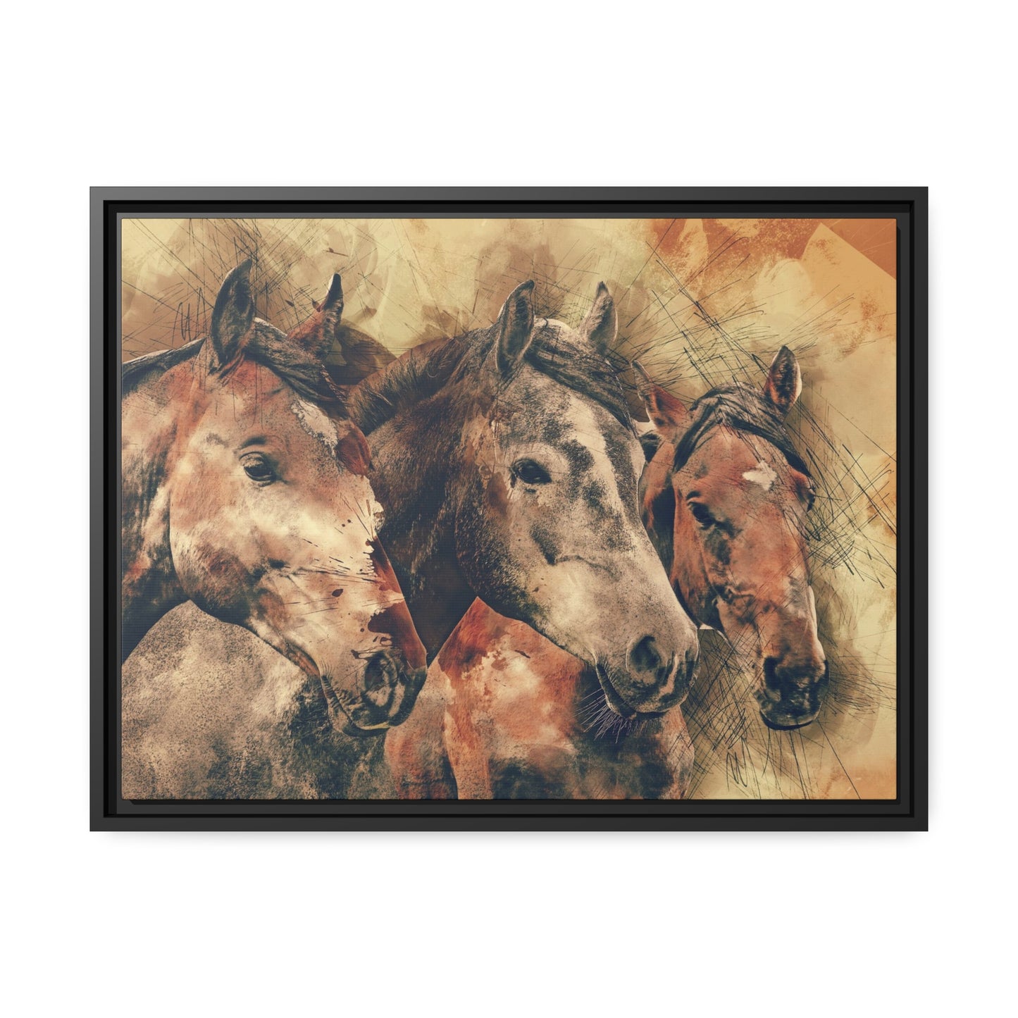 Horses Matte Canvas, Black Frame