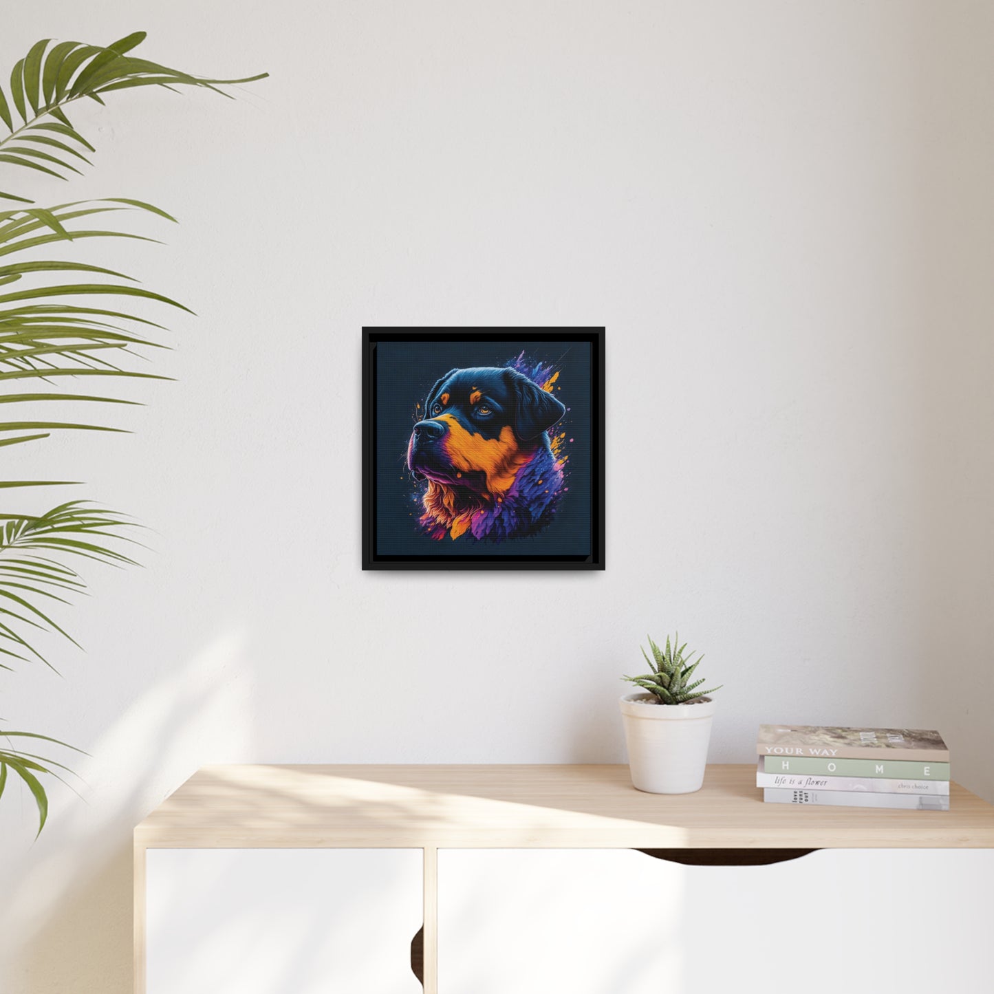 Rottweiler Matte Canvas, Black Frame