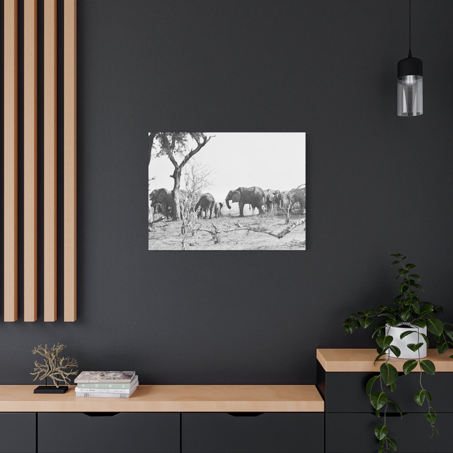 Elephants Matte Canvas, Stretched, 1.25"