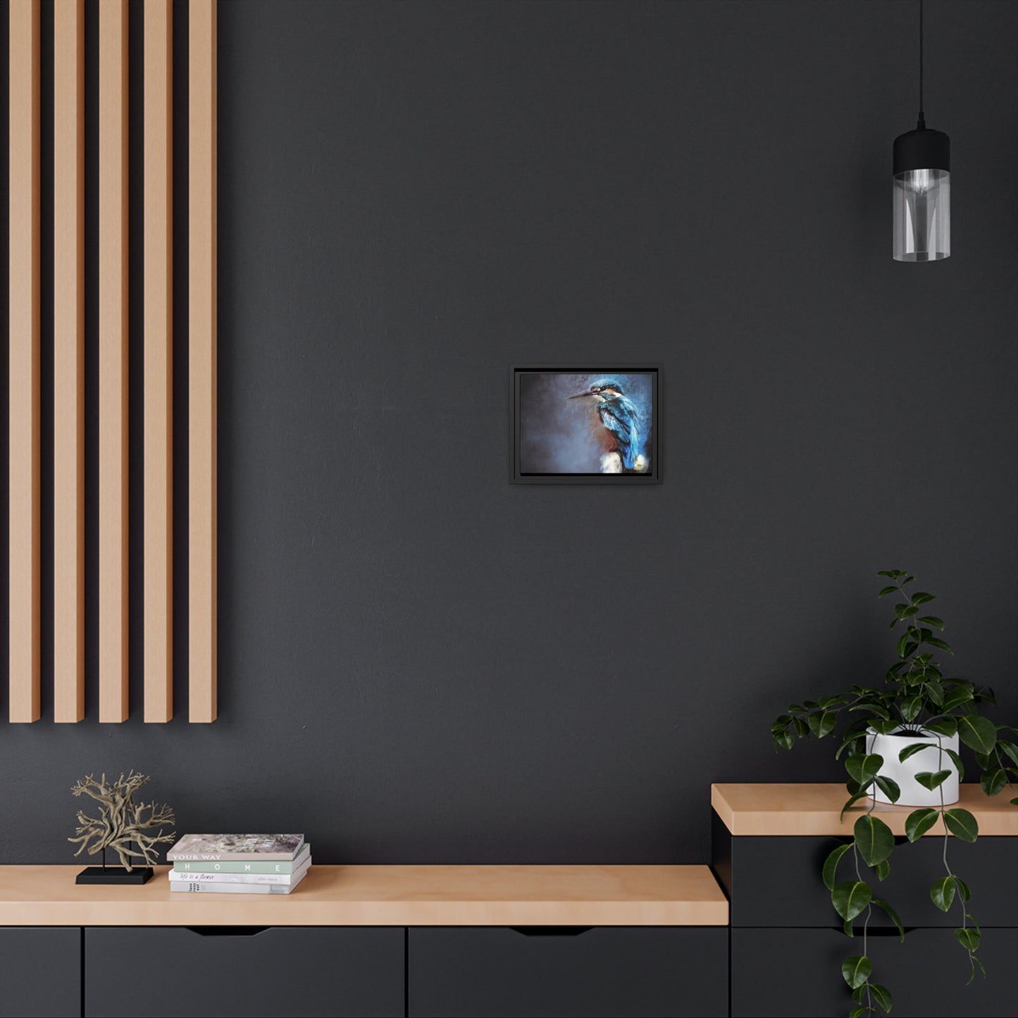Kingfisher Matte Canvas, Black Frame