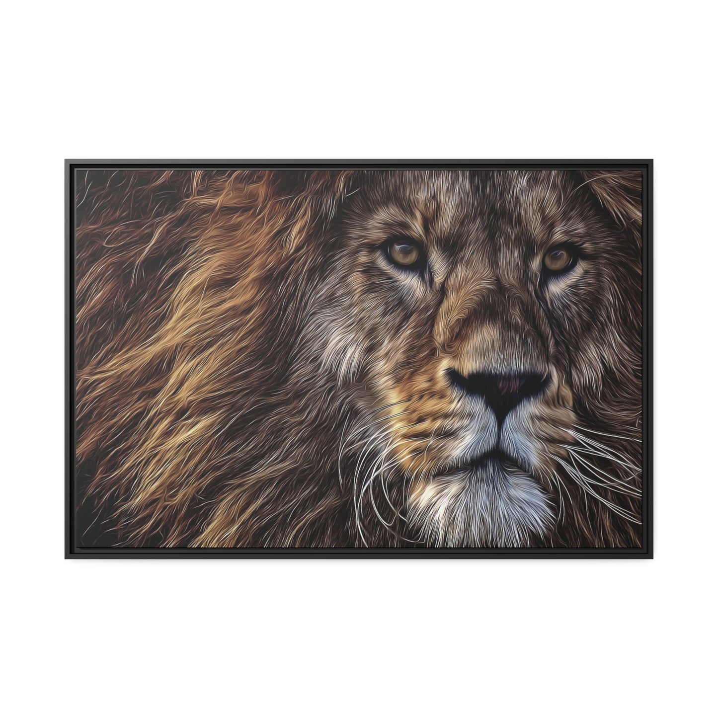 Lion Matte Canvas, Black Frame