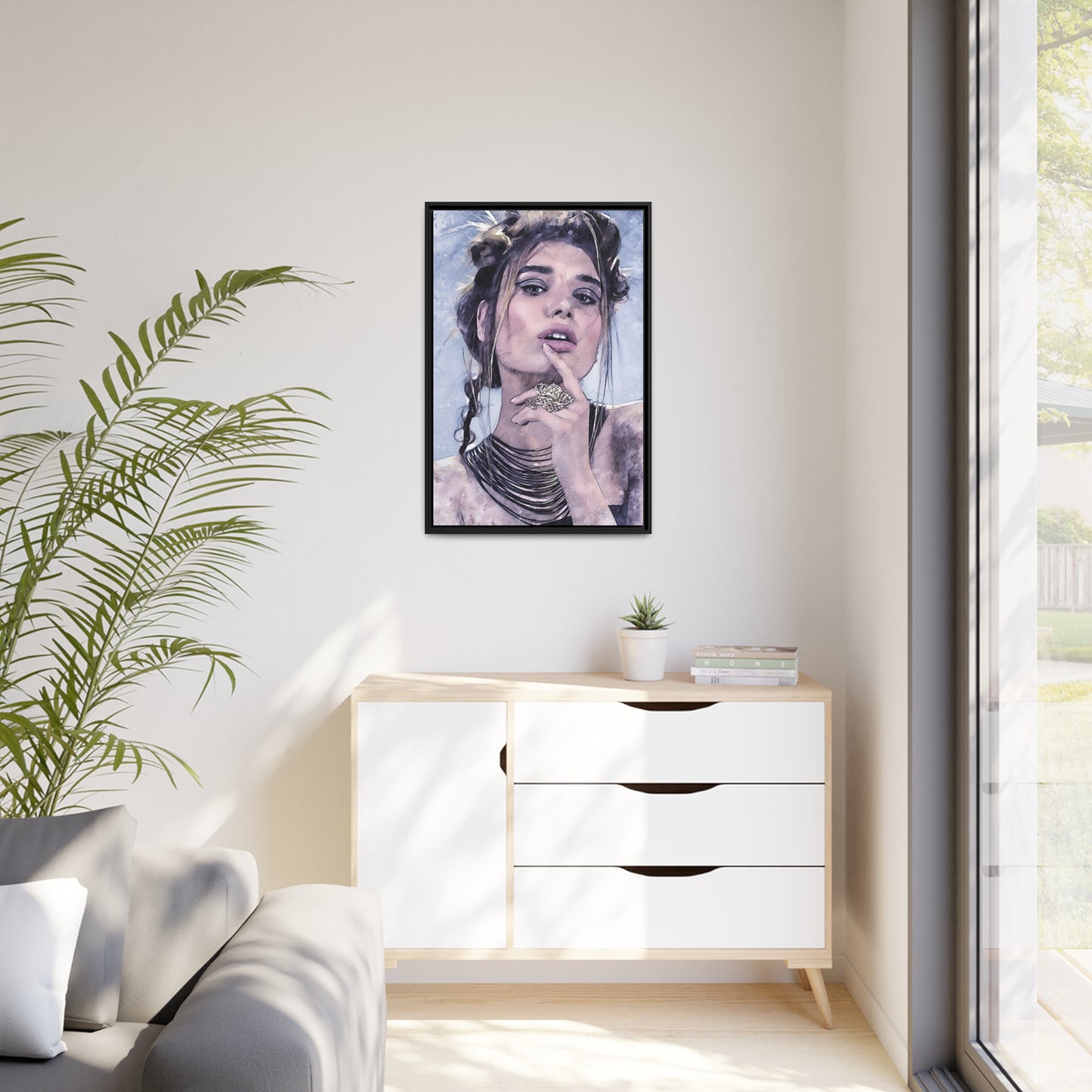 Woman Matte Canvas, Black Frame