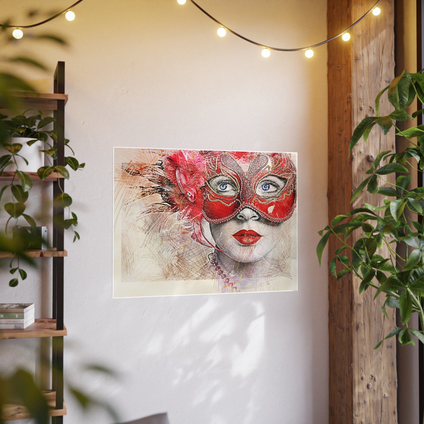 Woman Mask Carnival Photo Art Paper Posters