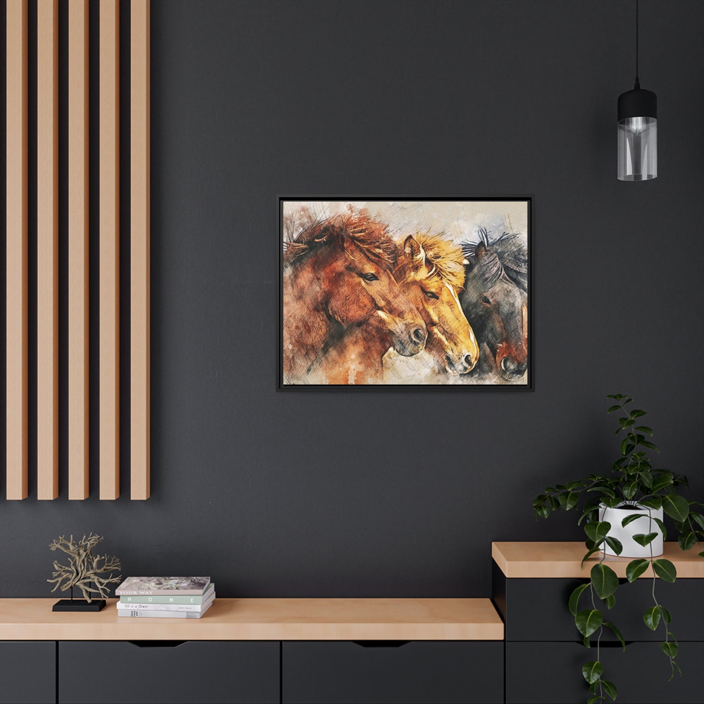 Horses Matte Canvas, Black Frame