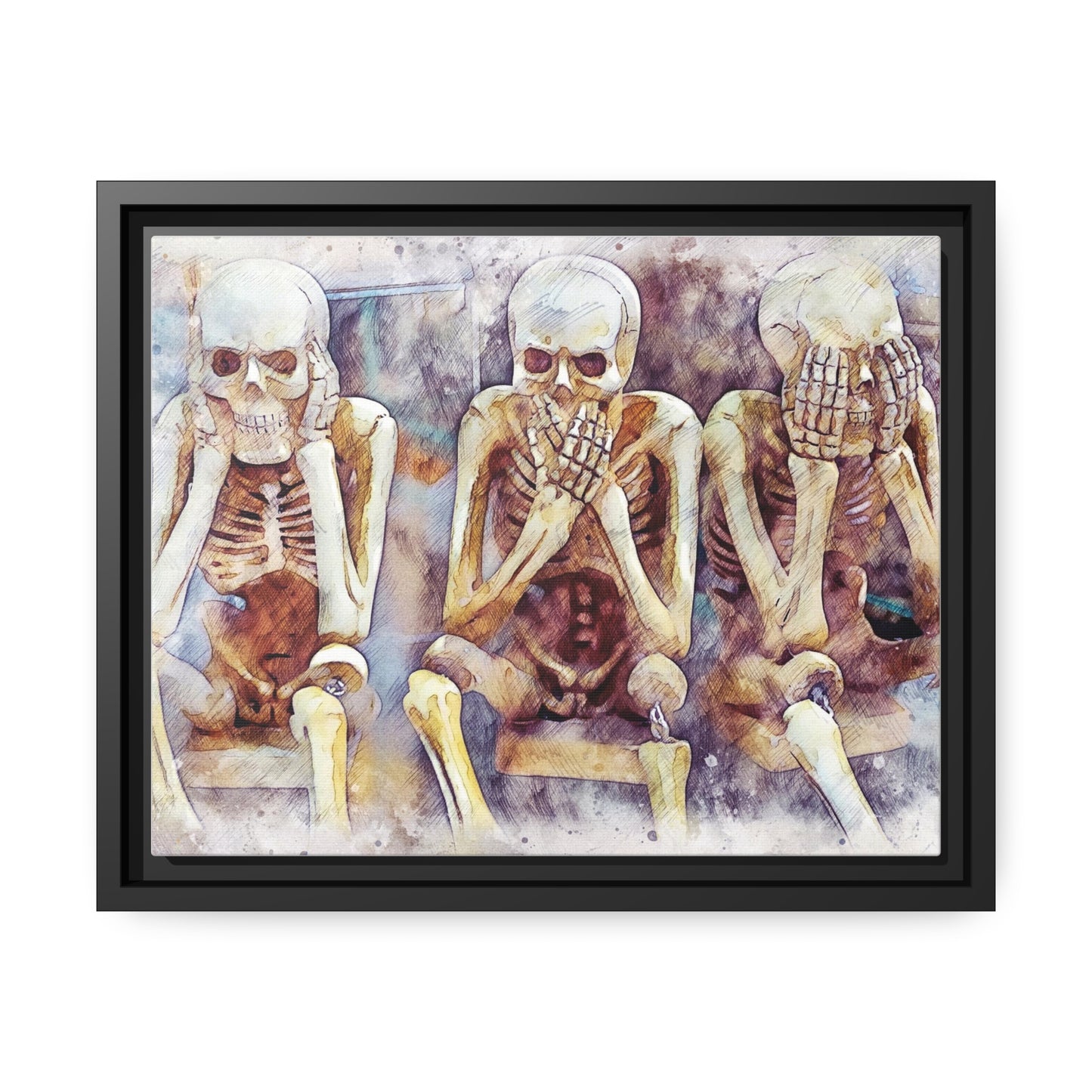 Skeletons Matte Canvas, Black Frame