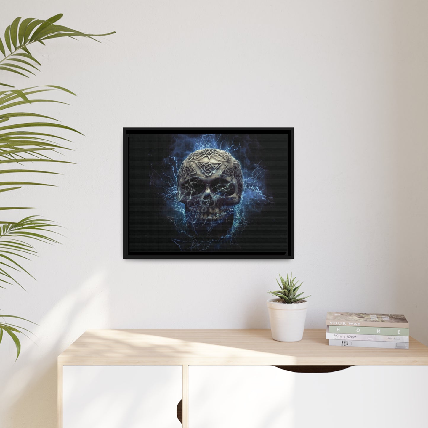 Skull Matte Canvas, Black Frame