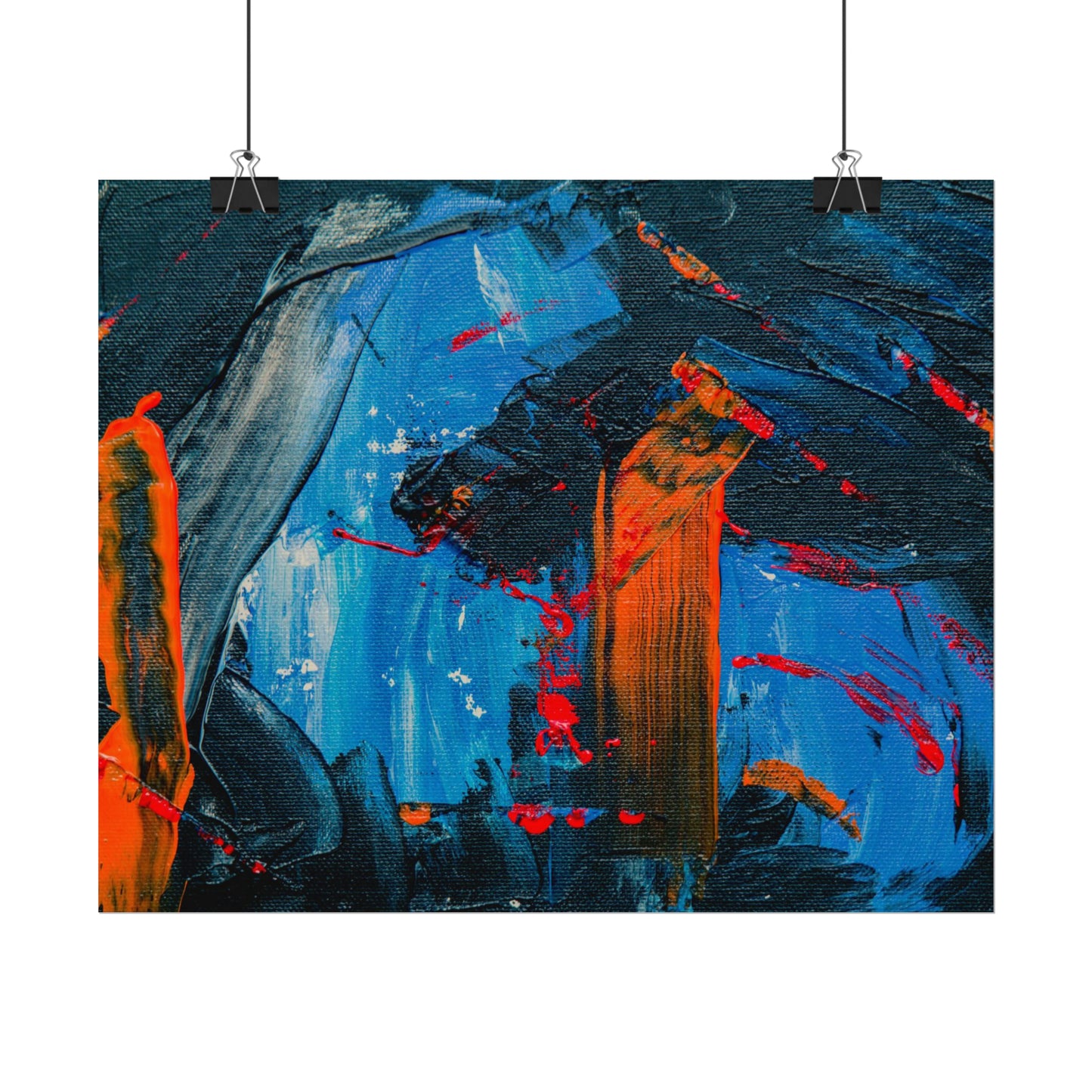 Red and blue splash Rolled Posters