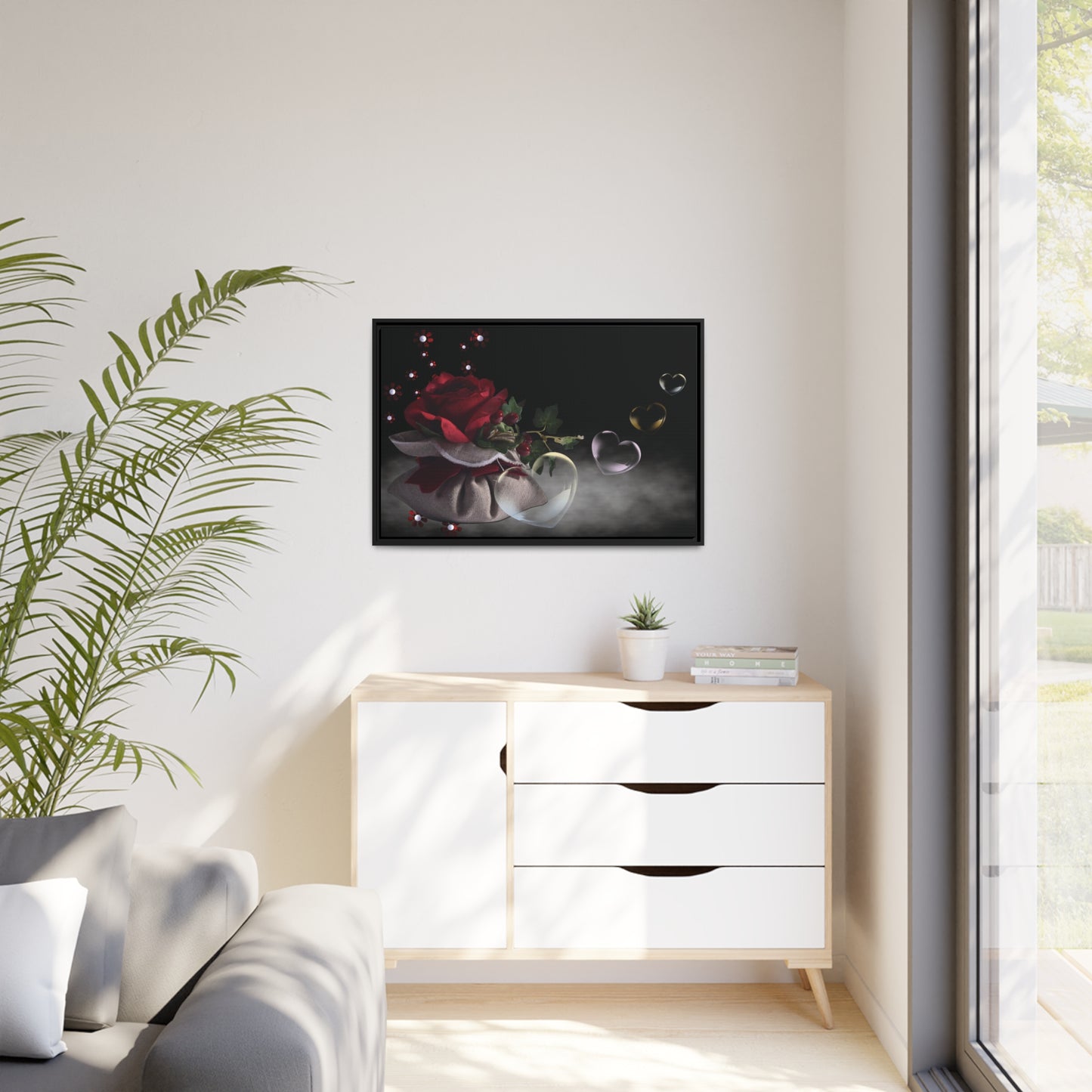 Rose Matte Canvas, Black Frame