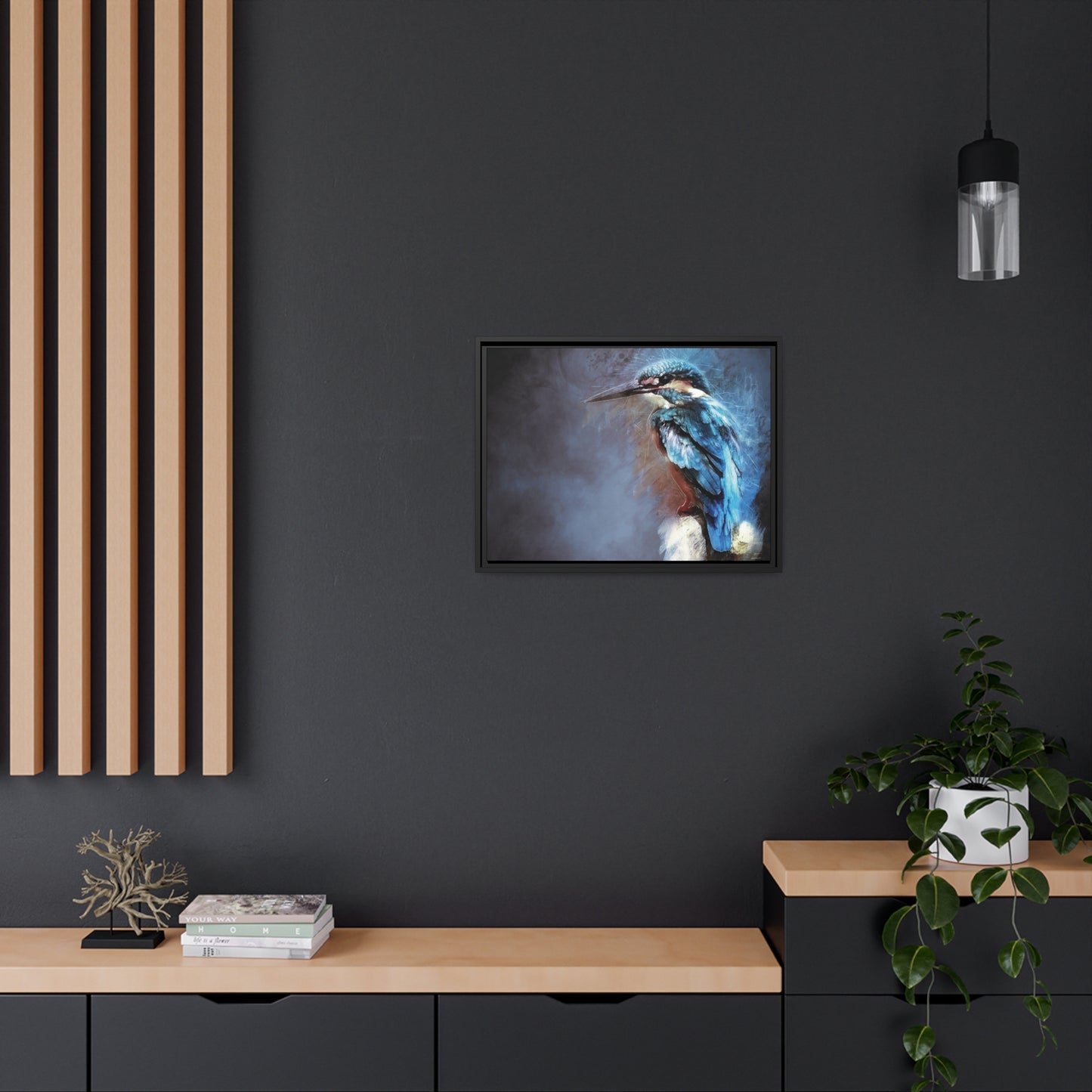 Kingfisher Matte Canvas, Black Frame