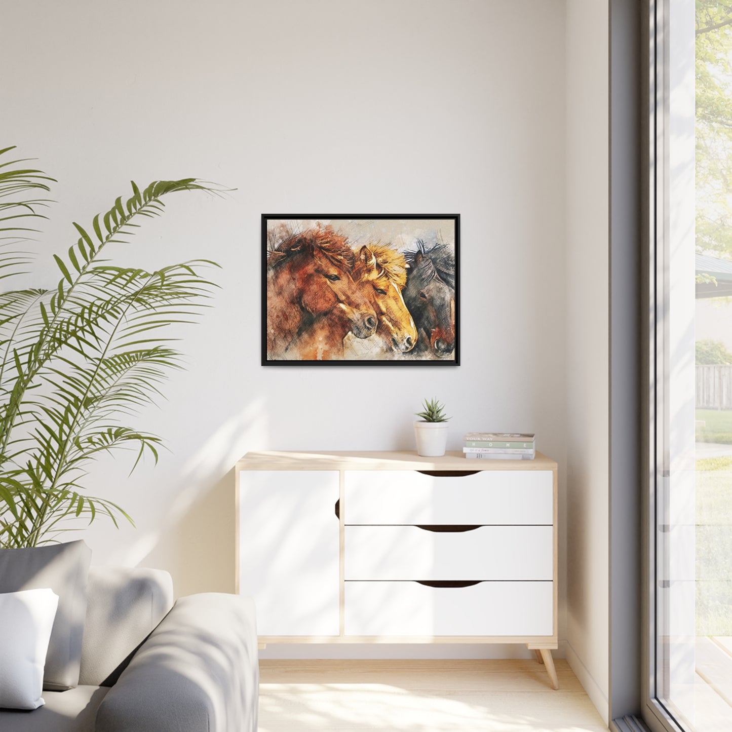 Horses Matte Canvas, Black Frame