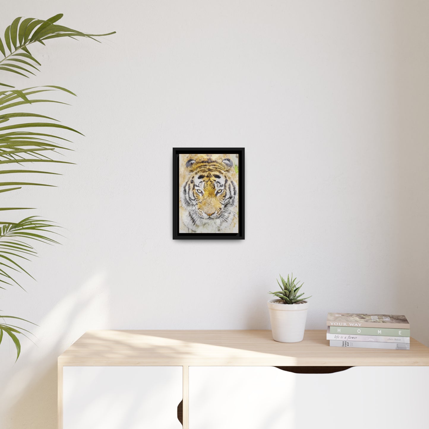 Tiger Matte Canvas, Black Frame