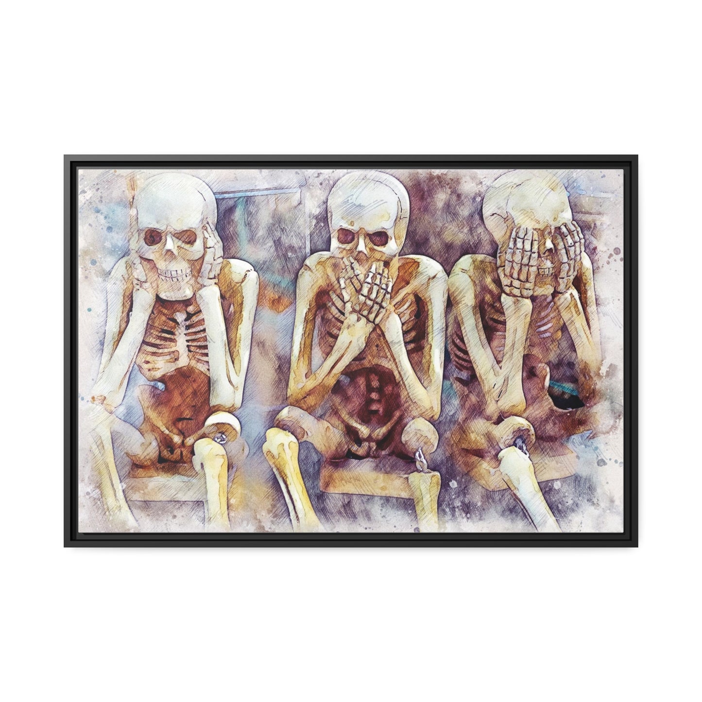 Skeletons Matte Canvas, Black Frame