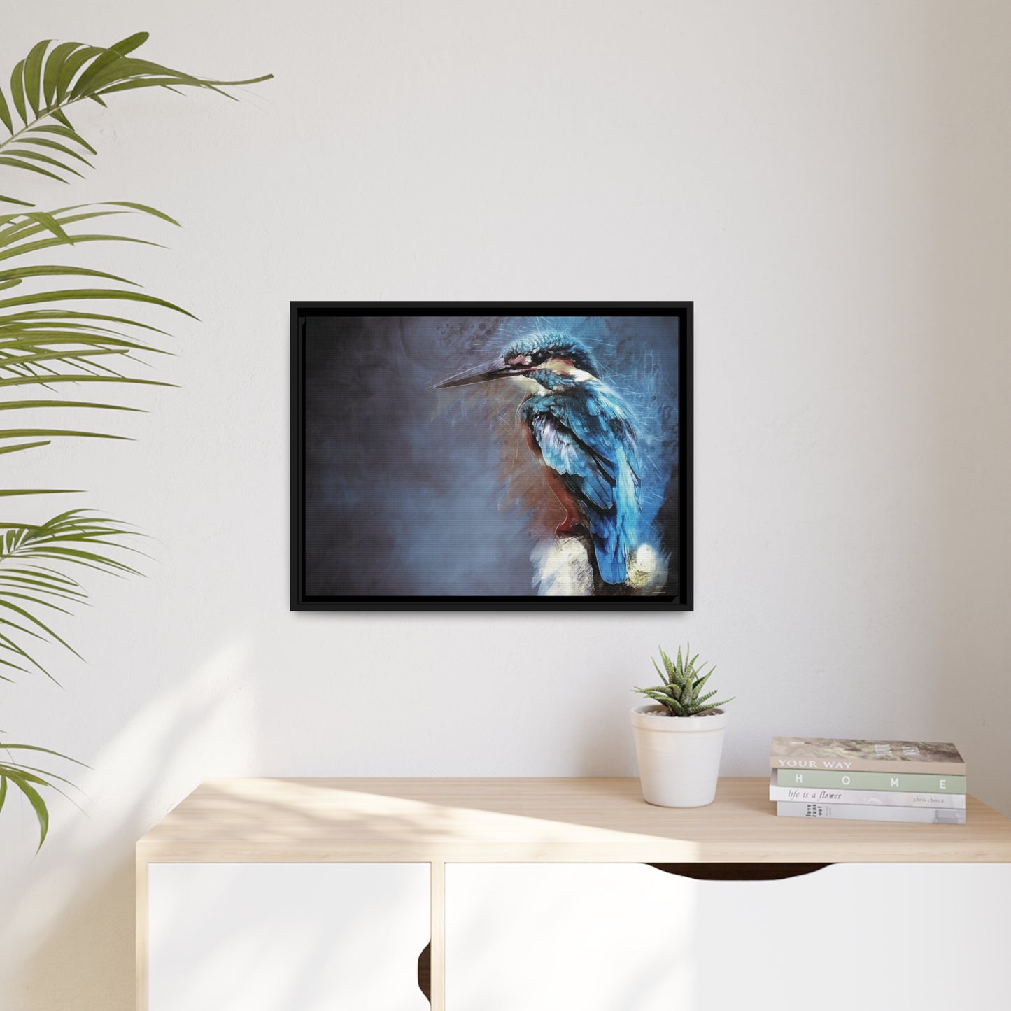 Kingfisher Matte Canvas, Black Frame