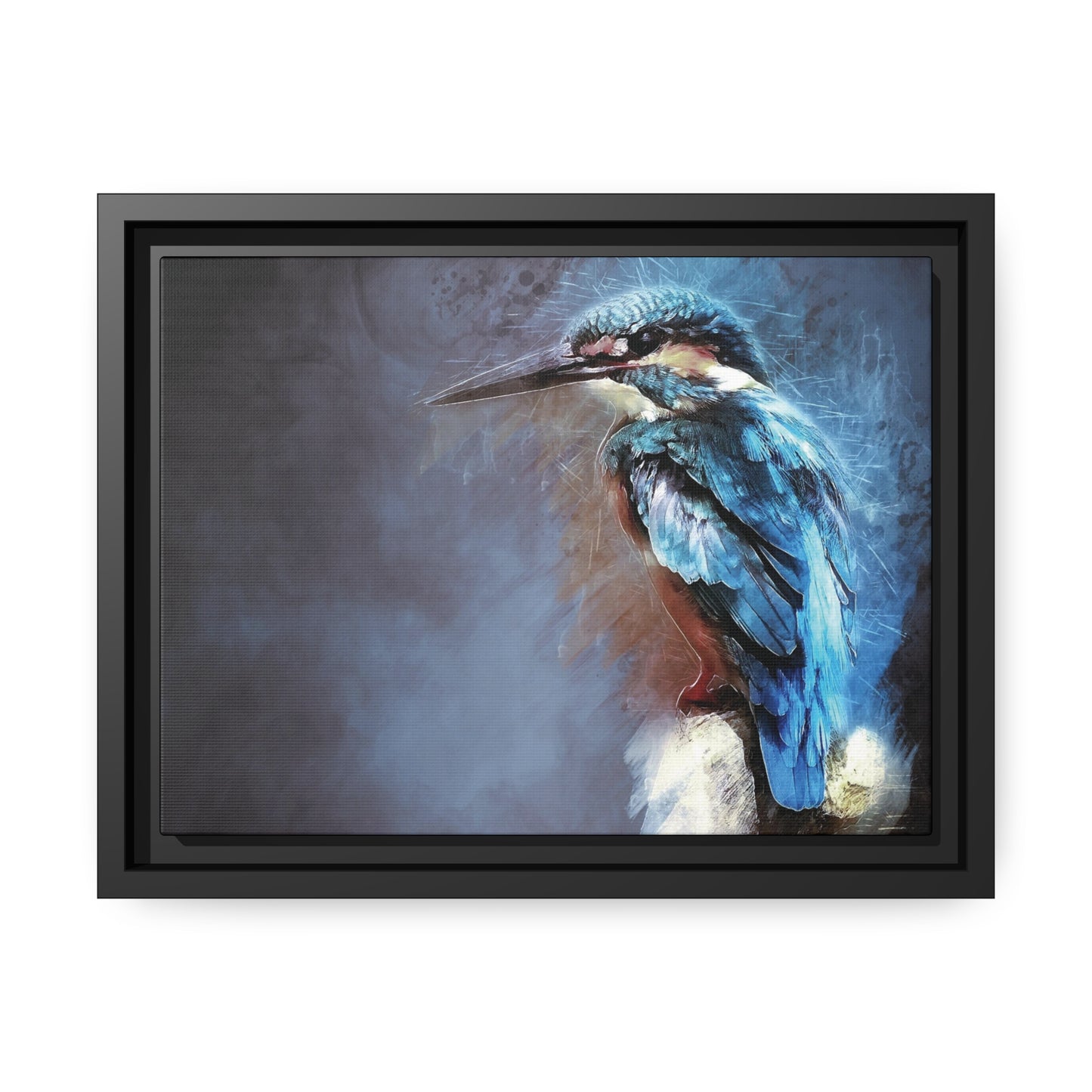 Kingfisher Matte Canvas, Black Frame