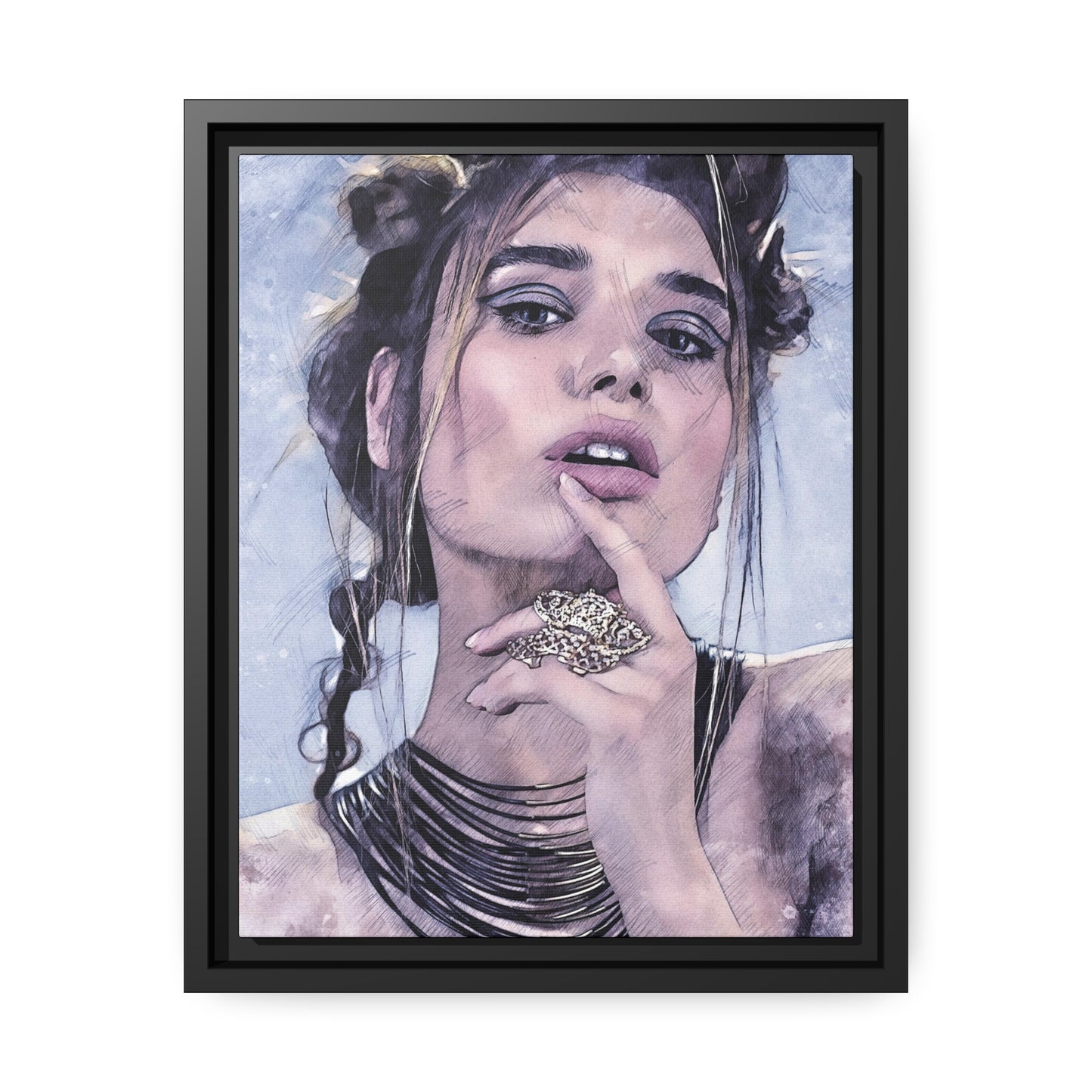 Woman Matte Canvas, Black Frame