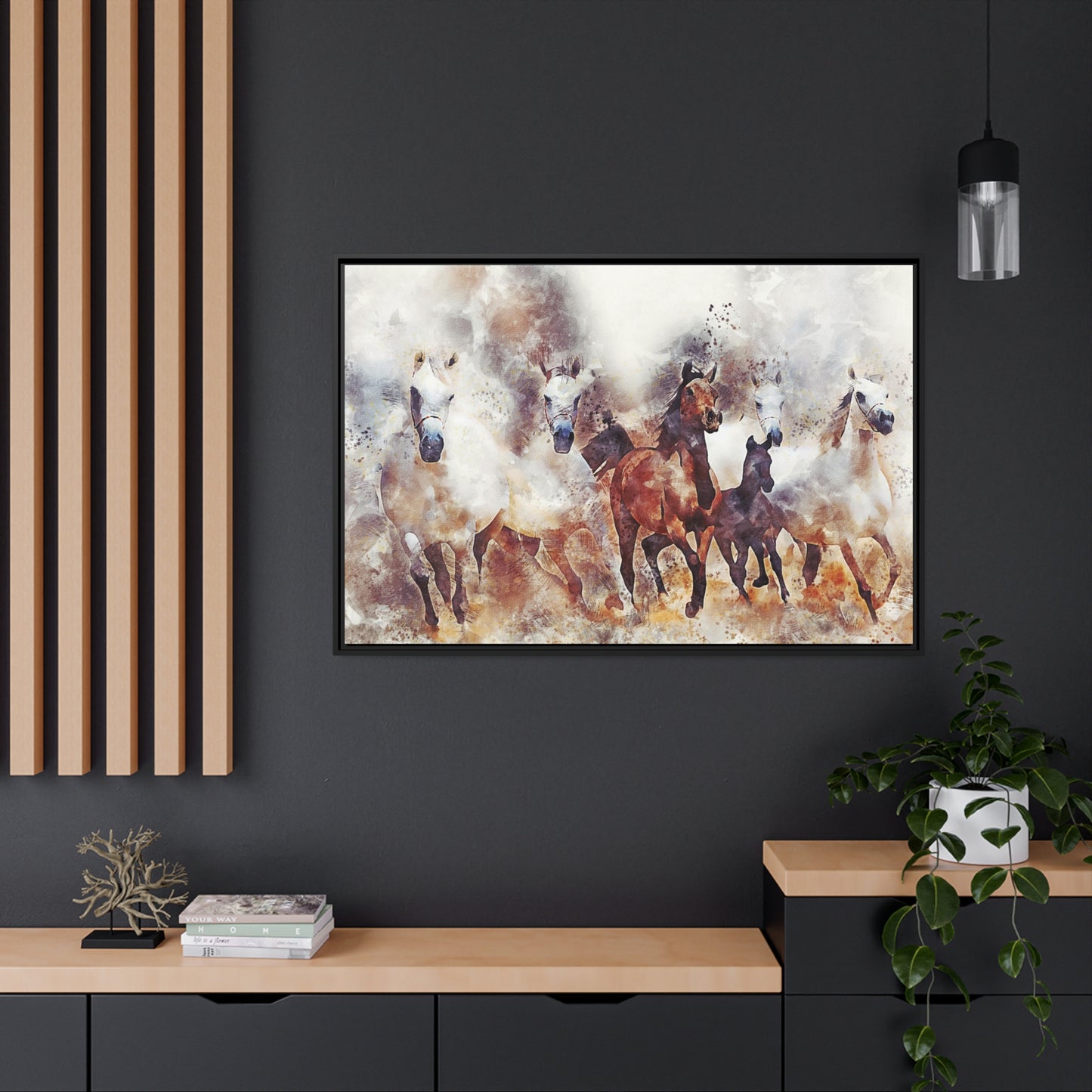 Horses Matte Canvas, Black Frame