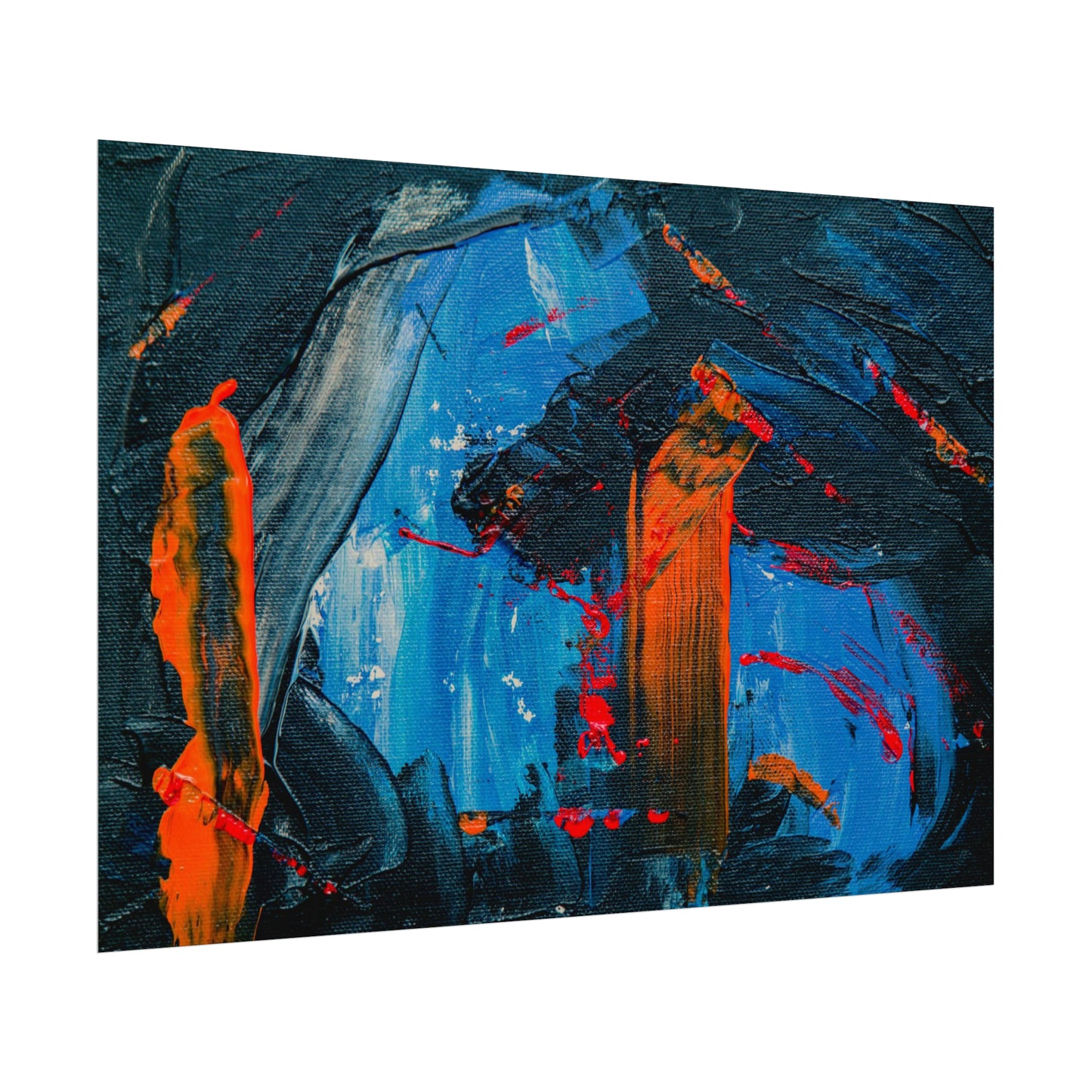 Red and blue splash Rolled Posters