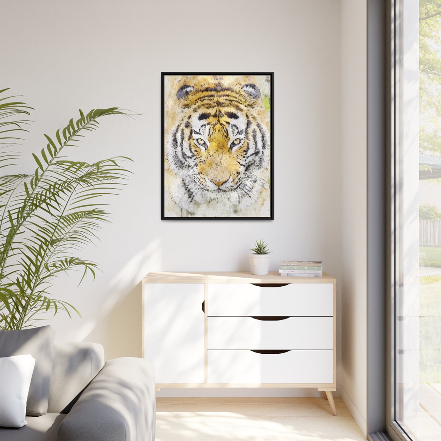 Tiger Matte Canvas, Black Frame