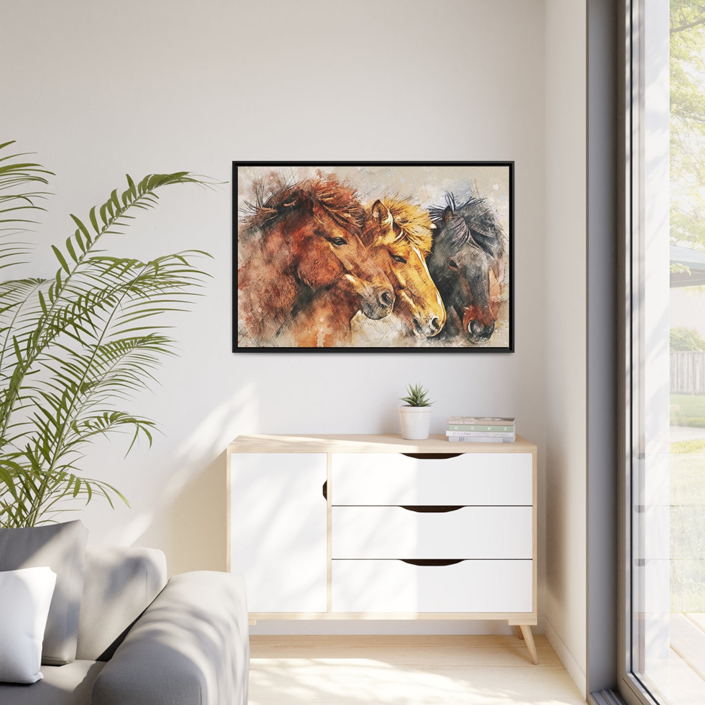 Horses Matte Canvas, Black Frame