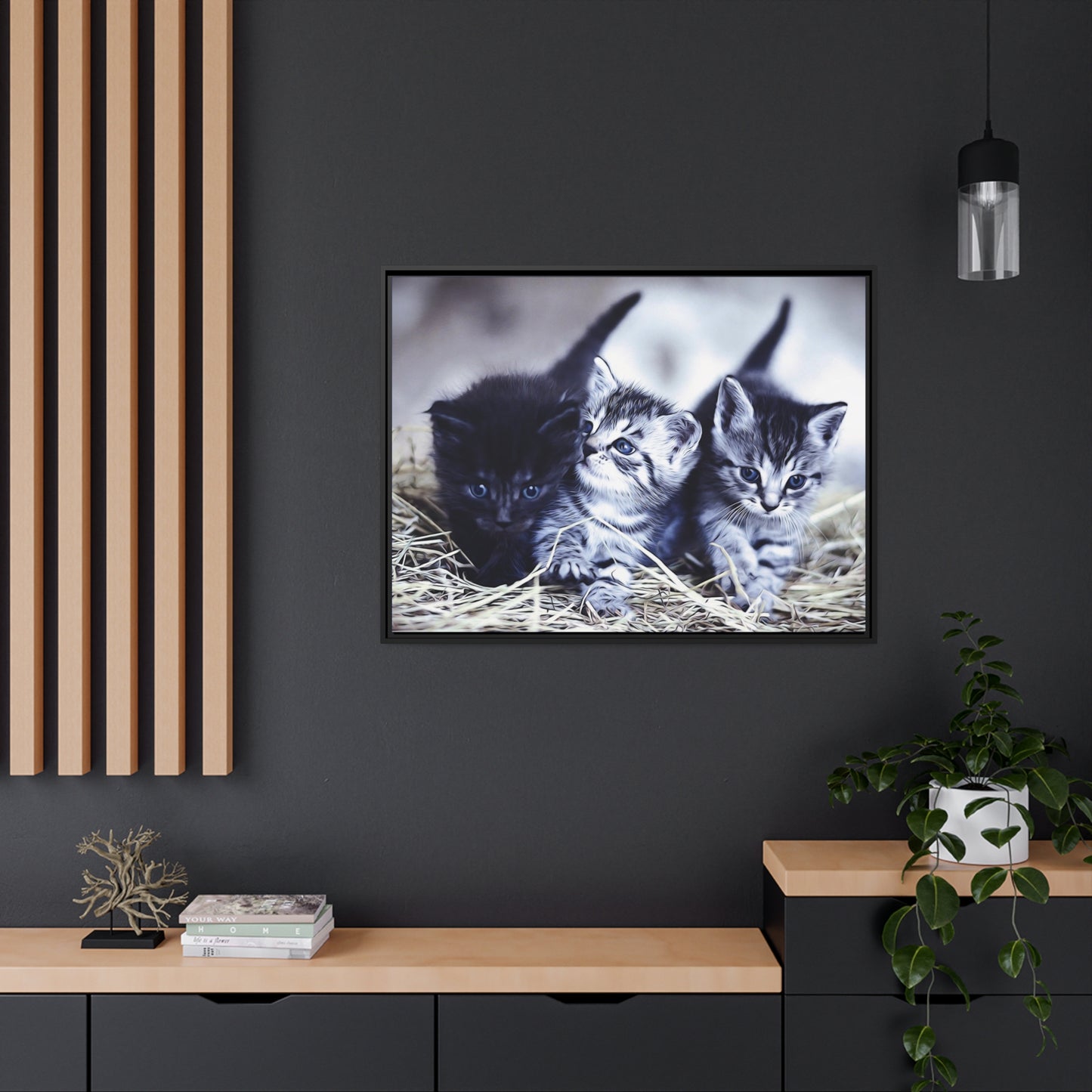 Kitten Matte Canvas, Black Frame