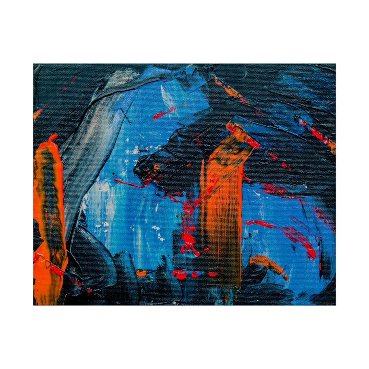 Red and blue splash Rolled Posters
