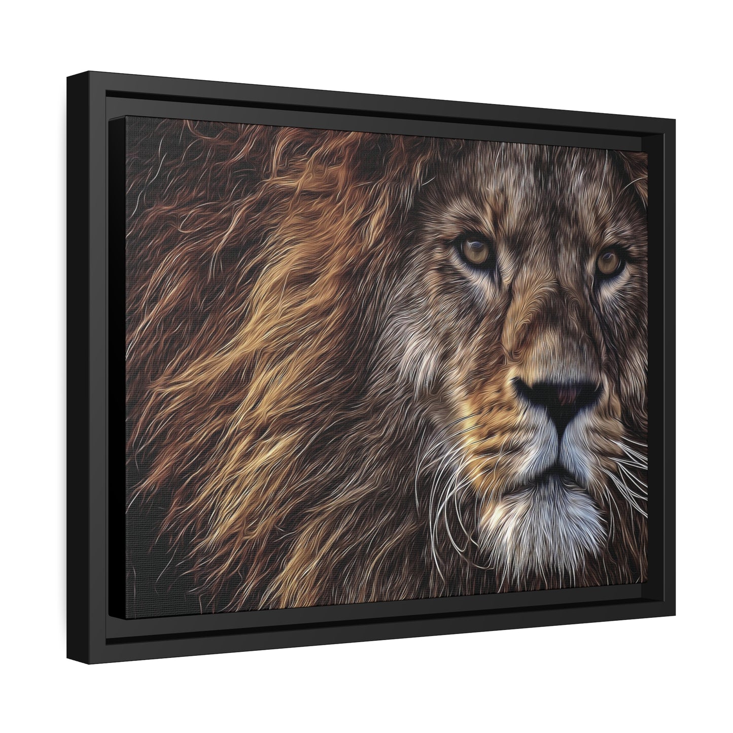 Lion Matte Canvas, Black Frame