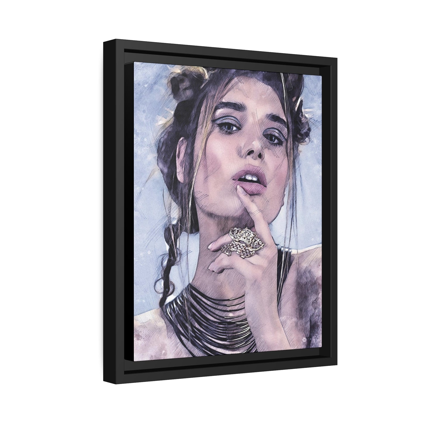Woman Matte Canvas, Black Frame