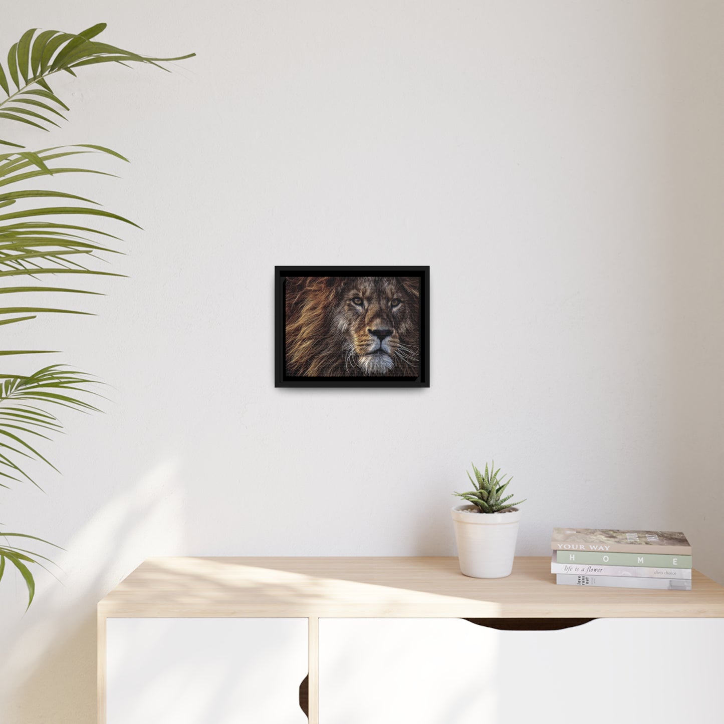 Lion Matte Canvas, Black Frame